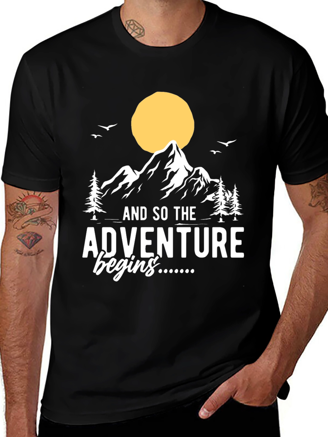 Adventure Begins T-Shirt: Mountain Graphic Tee