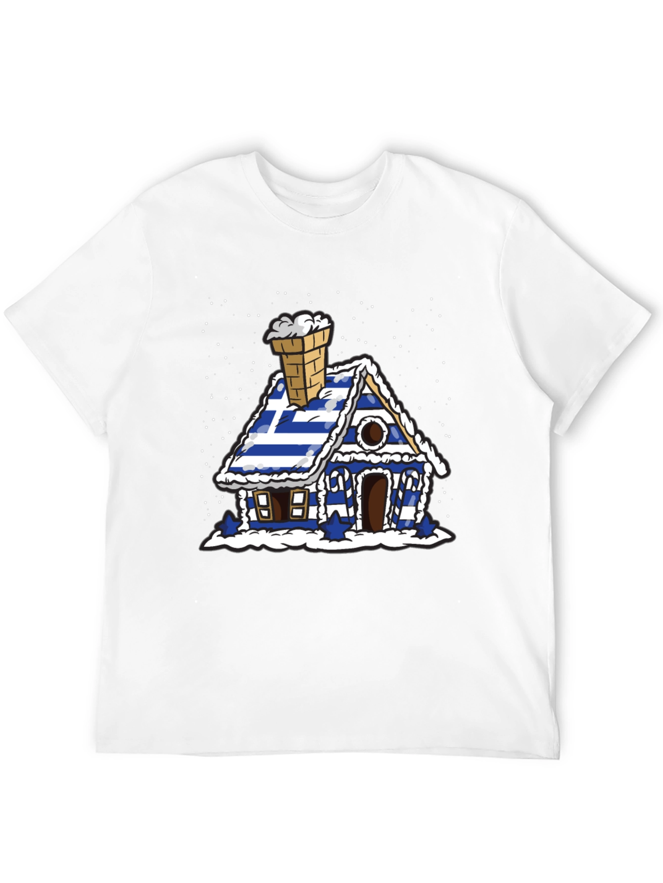 Greek Flag Gingerbread House Graphic Tee