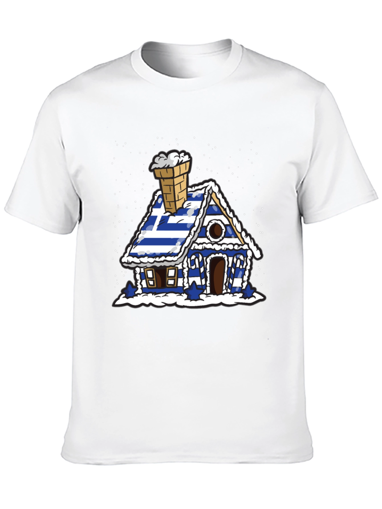 Greek Flag Gingerbread House Graphic Tee