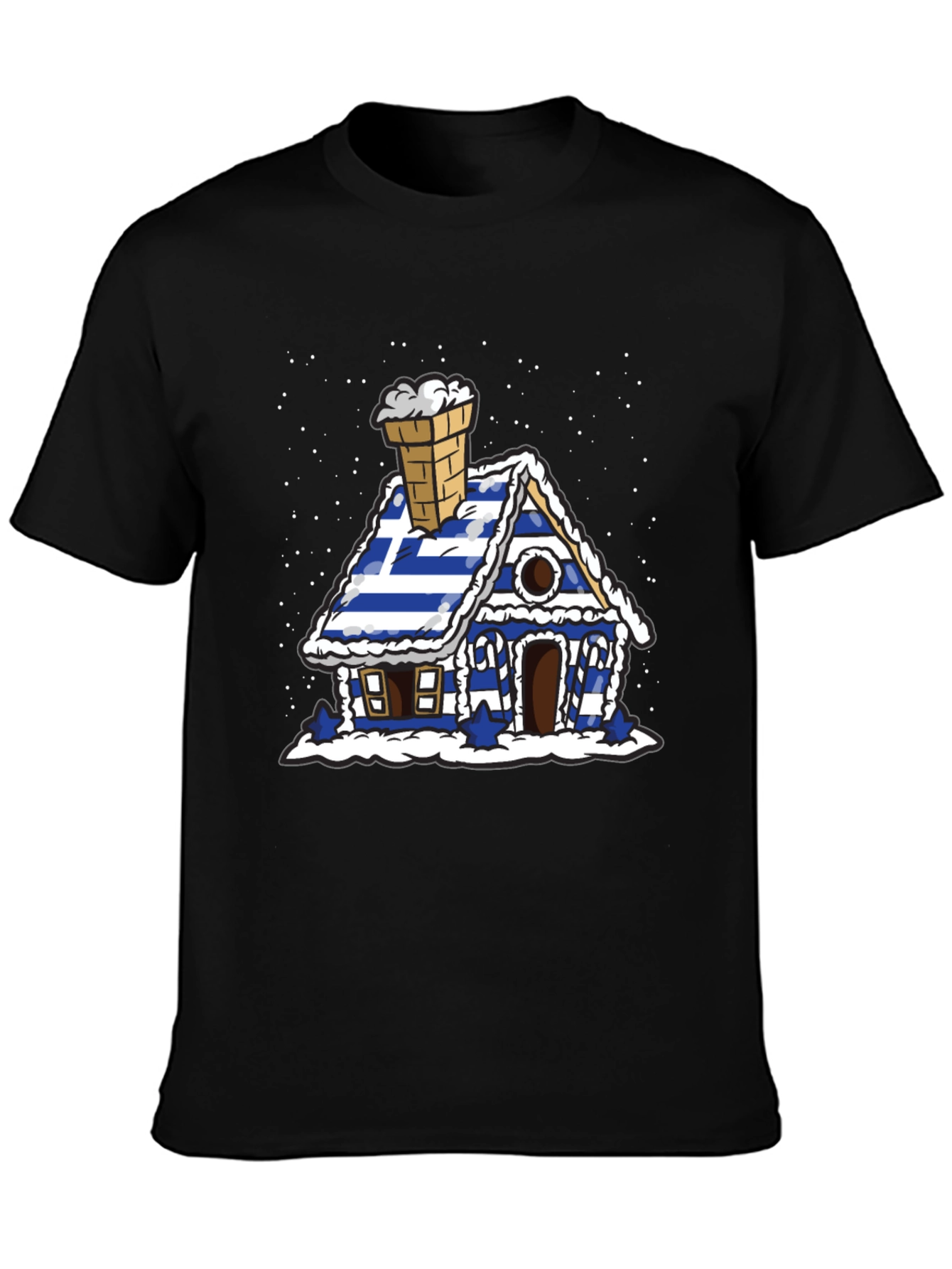 Greek Flag Gingerbread House Graphic Tee