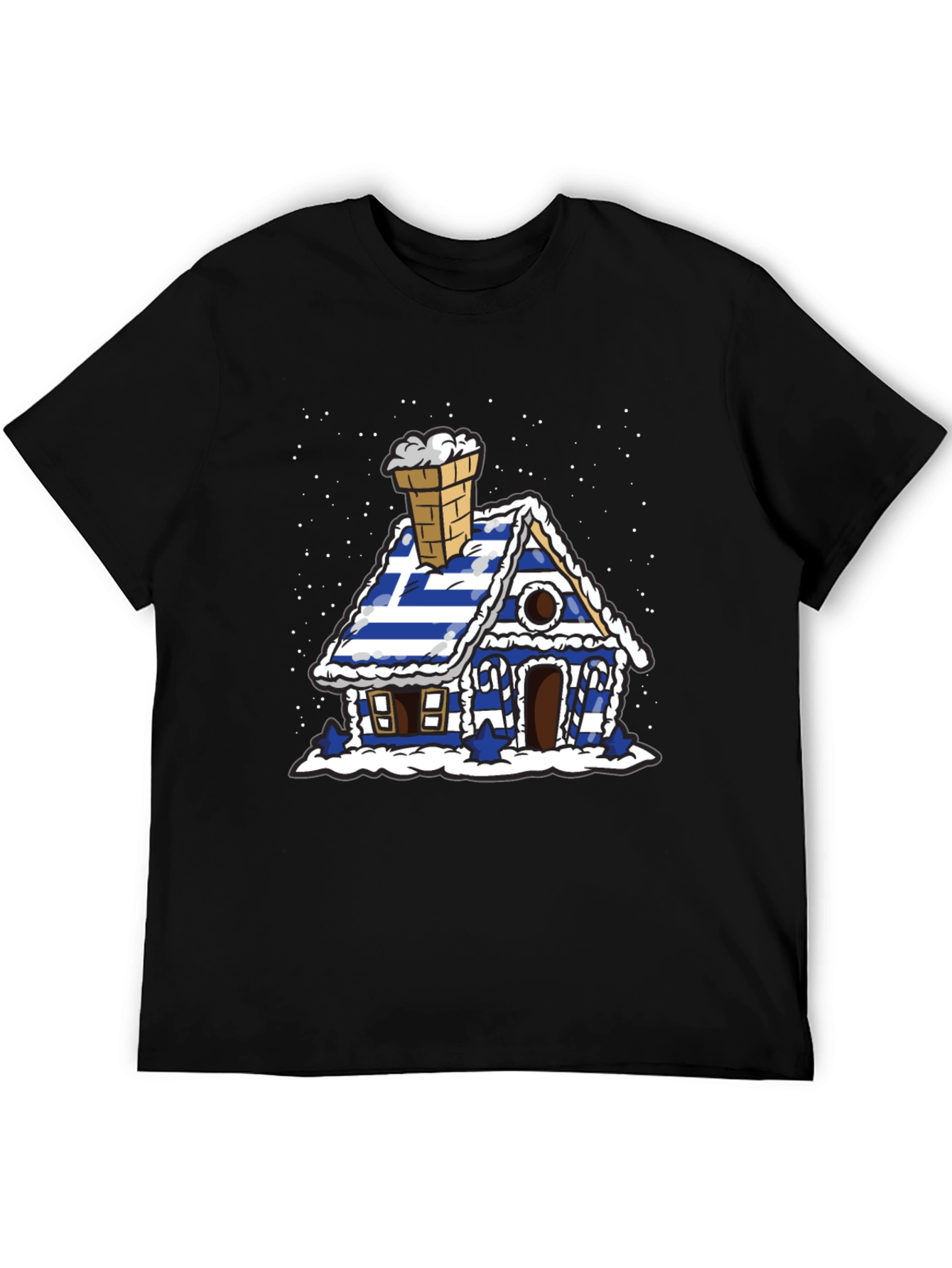 Greek Flag Gingerbread House Graphic Tee