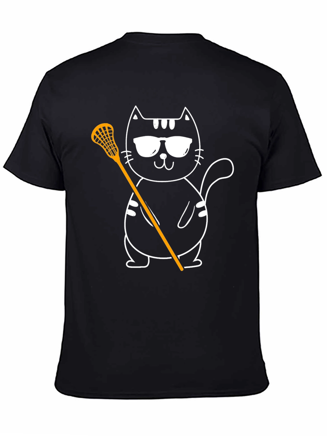 Cool Cat Lacrosse Tee - Black Graphic T-Shirt