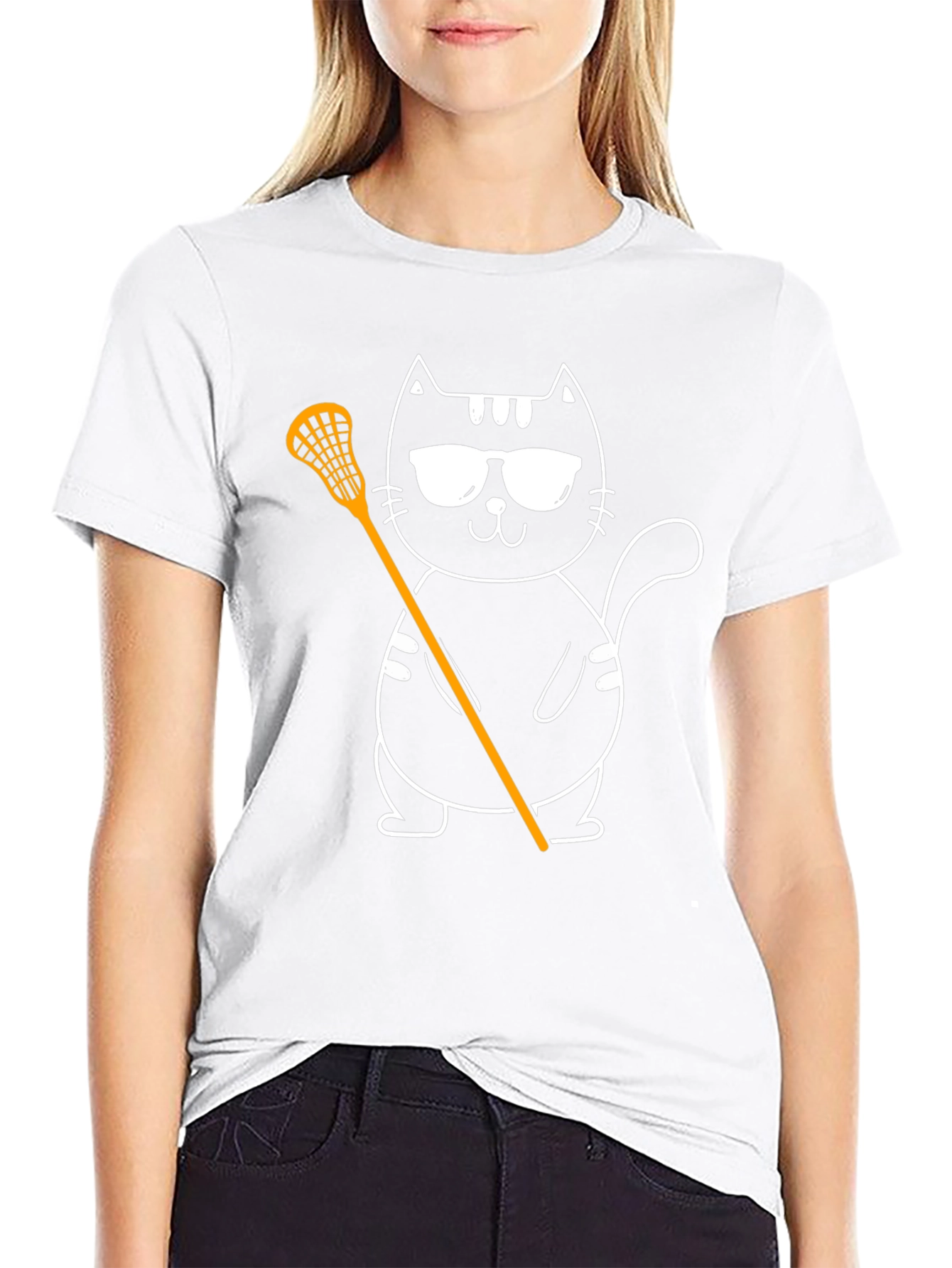 Cool Cat Lacrosse Tee - Black Graphic T-Shirt