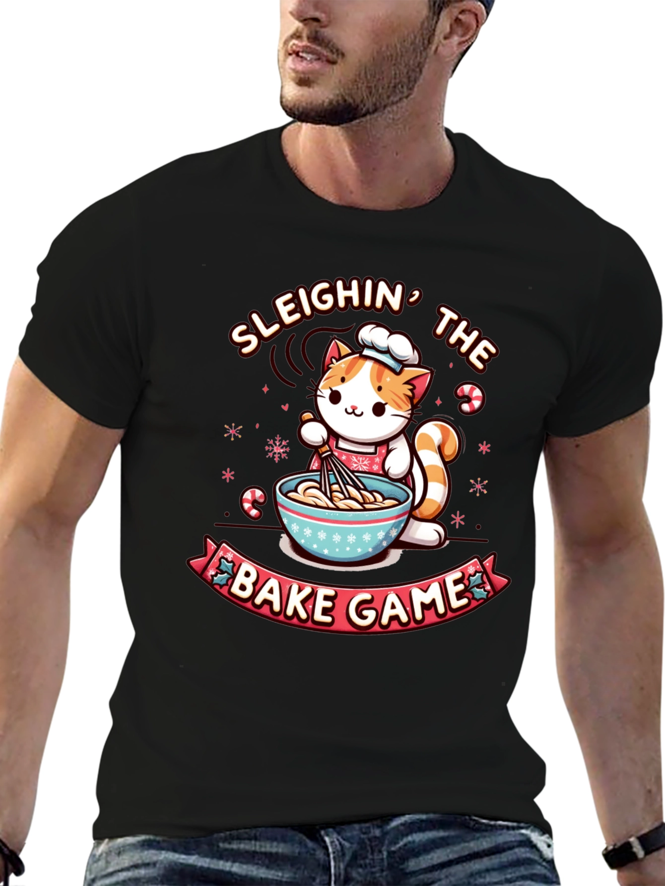 Sleighin The Bake Game Cat T-Shirt