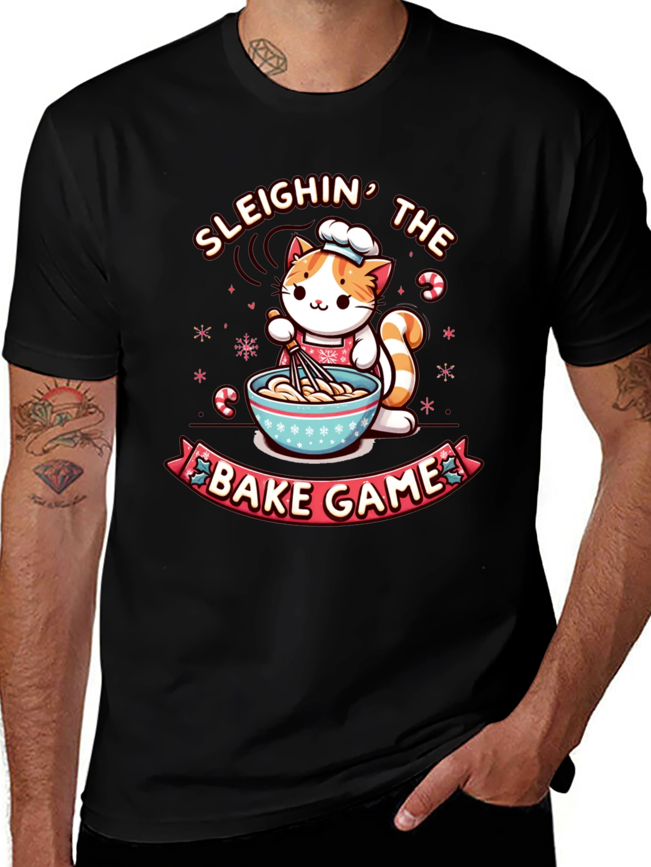 Sleighin The Bake Game Cat T-Shirt