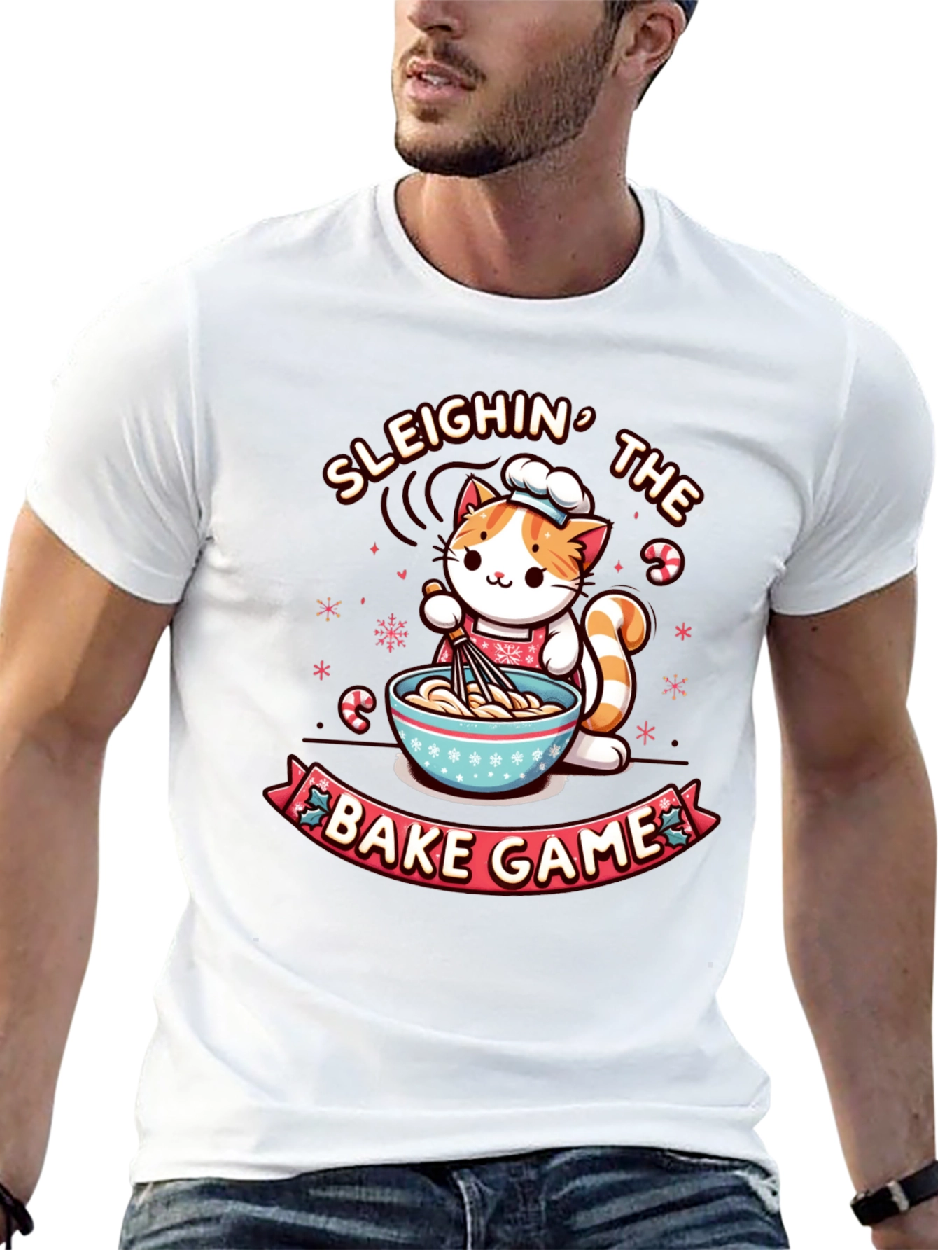 Sleighin The Bake Game Cat T-Shirt