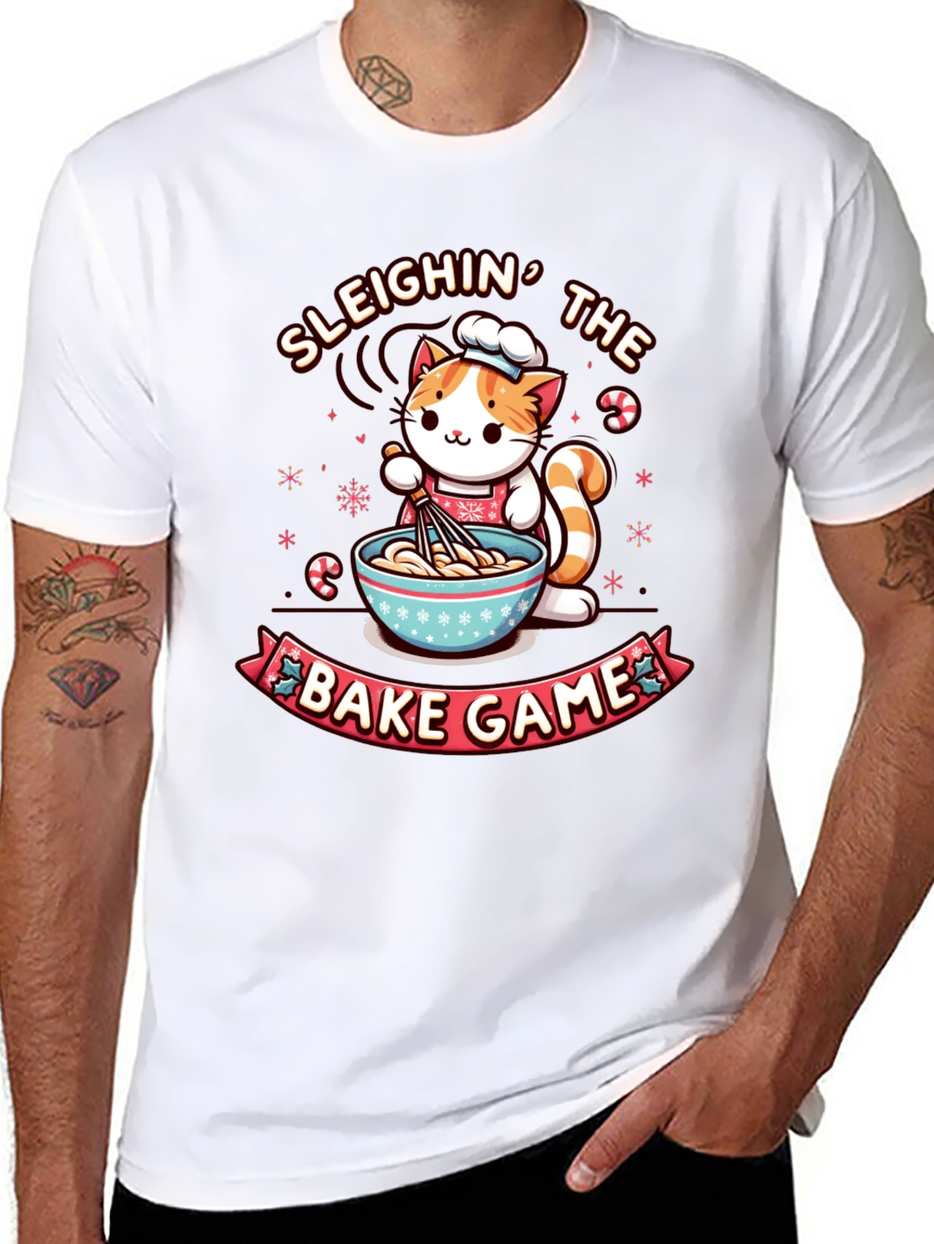Sleighin The Bake Game Cat T-Shirt