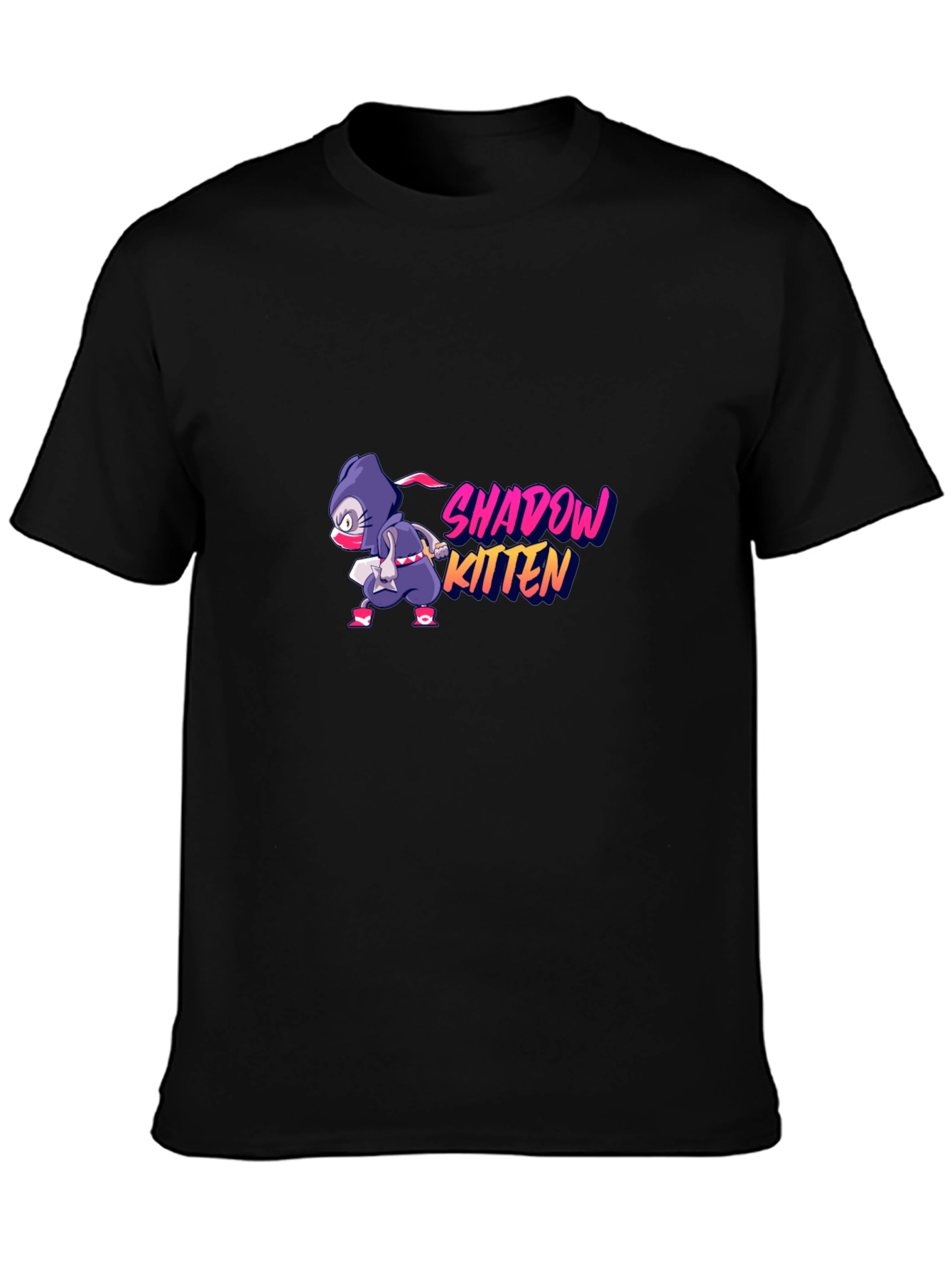 Shadow Kitten T-Shirt - Ninja Cartoon Design