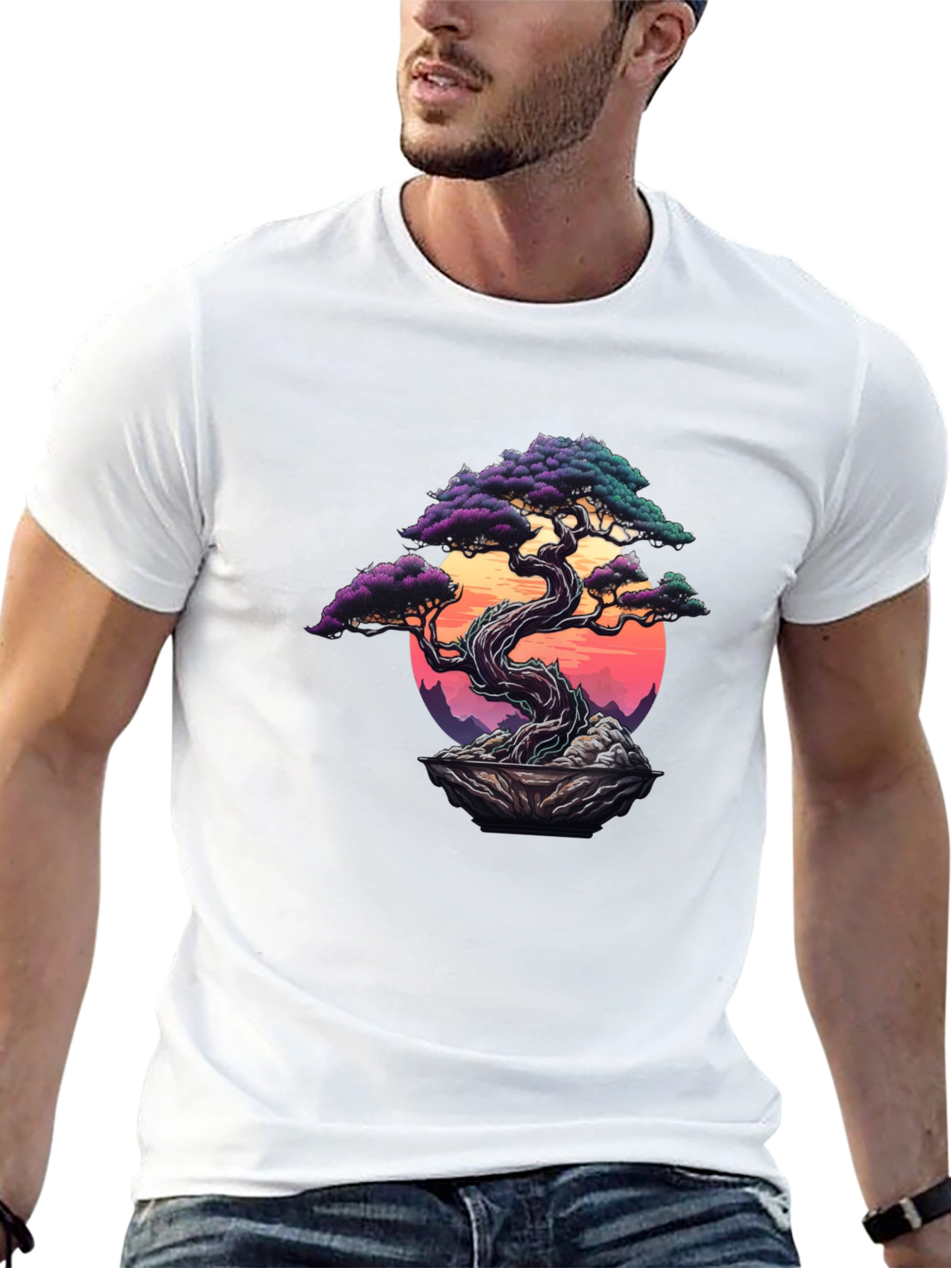 Bonsai Tree Graphic T-Shirt - Artistic Nature Design