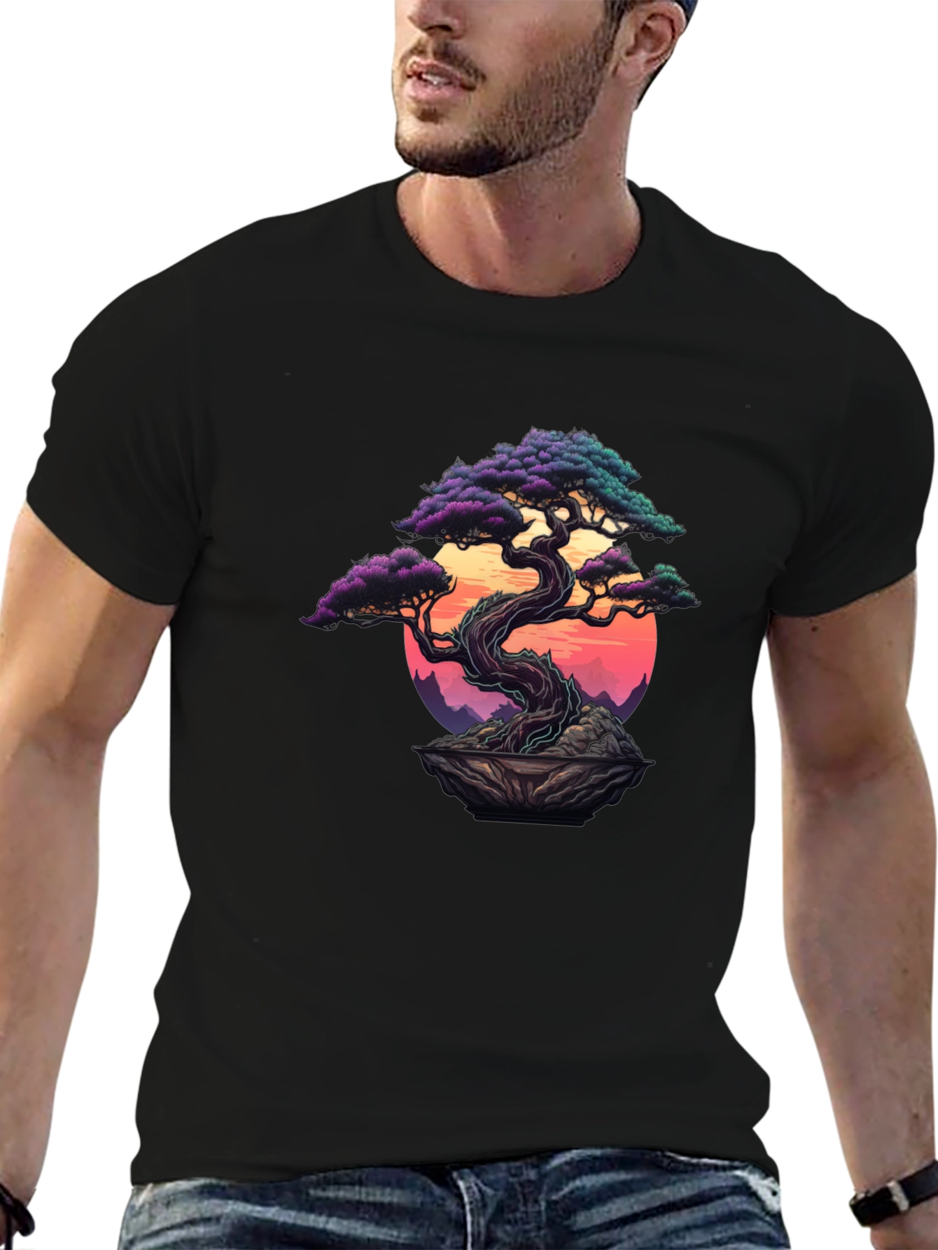 Bonsai Tree Graphic T-Shirt - Artistic Nature Design