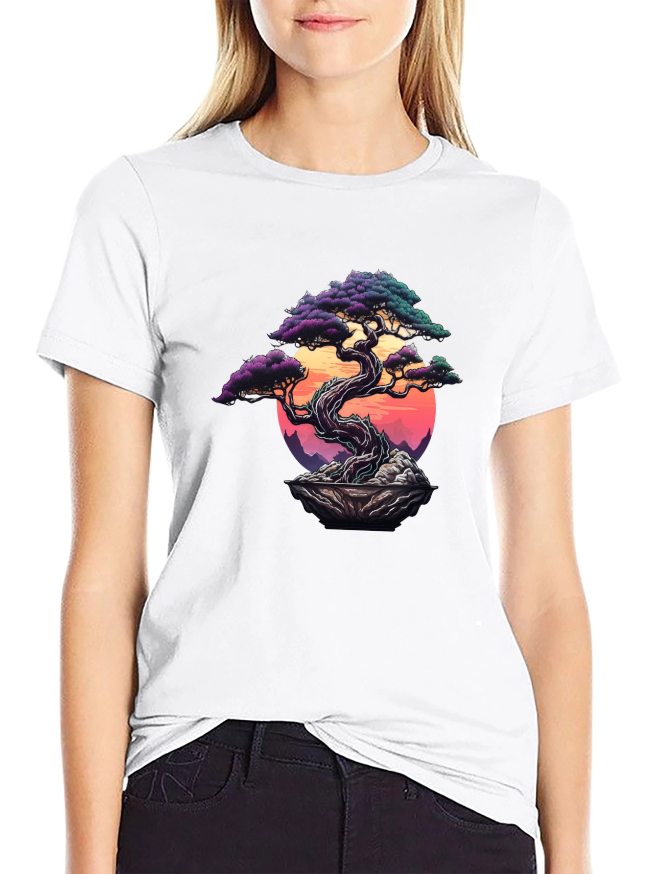 Bonsai Tree Graphic T-Shirt - Artistic Nature Design