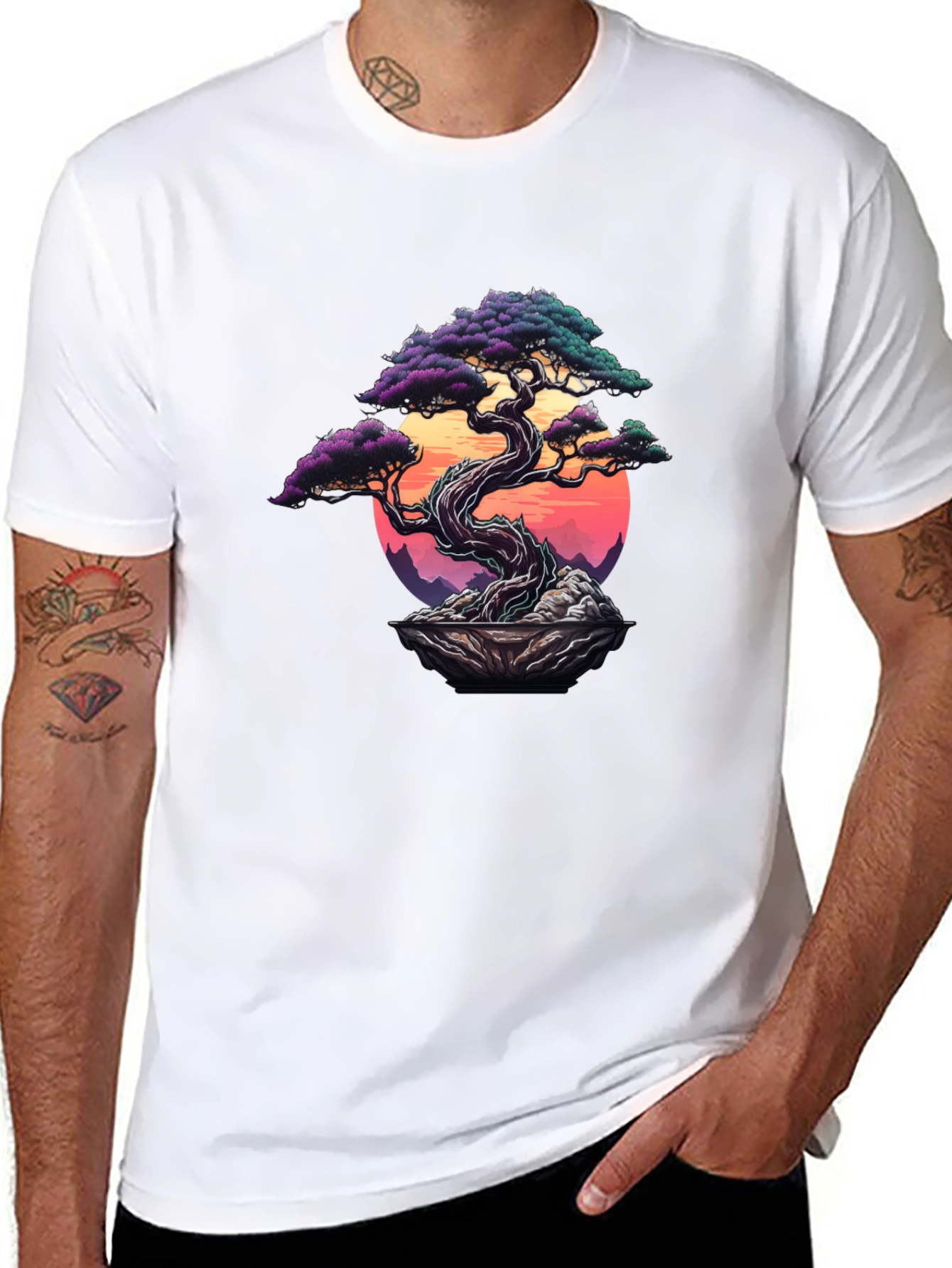 Bonsai Tree Graphic T-Shirt - Artistic Nature Design
