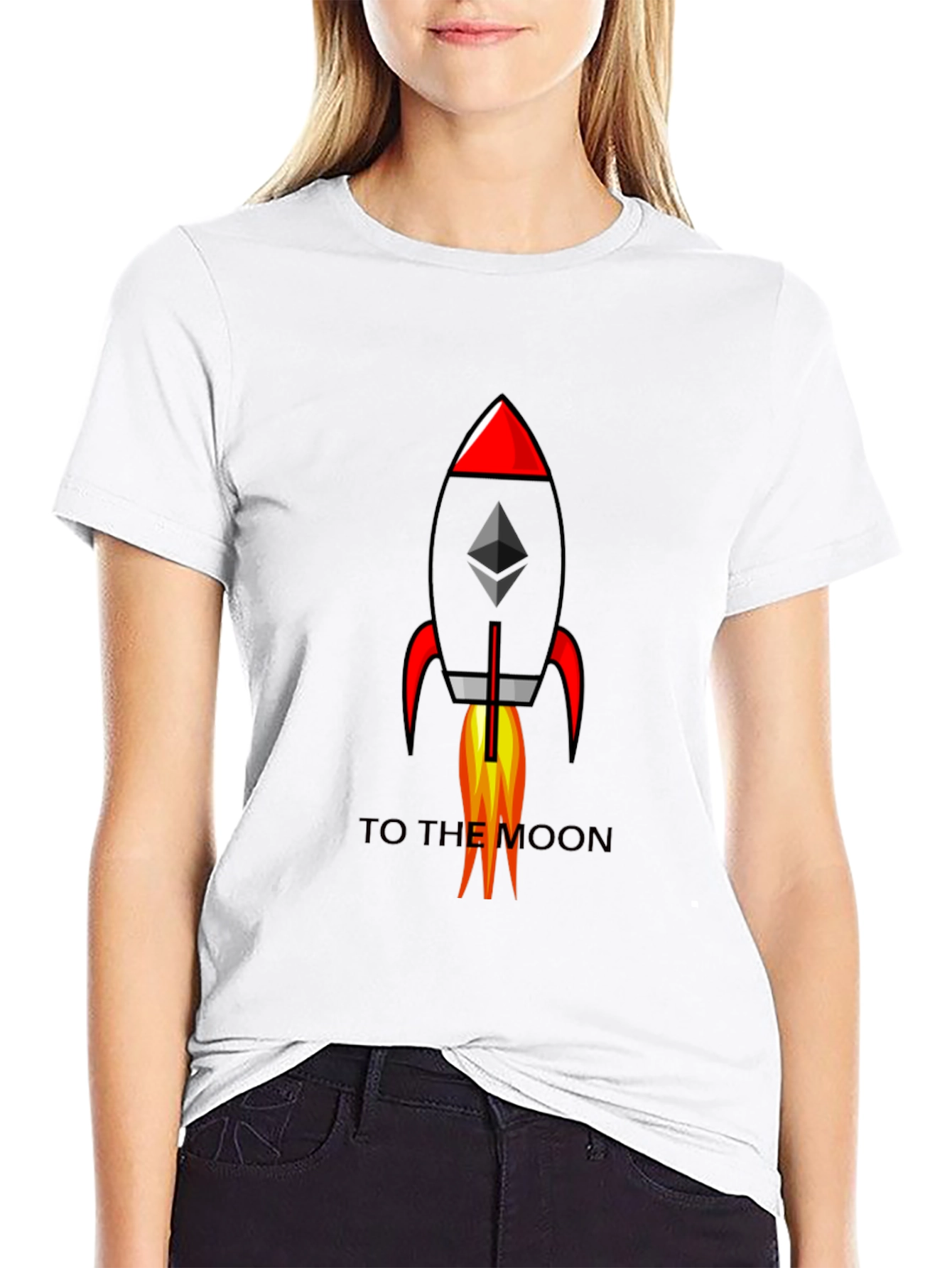 Ethereum Rocket to the Moon Black T-Shirt