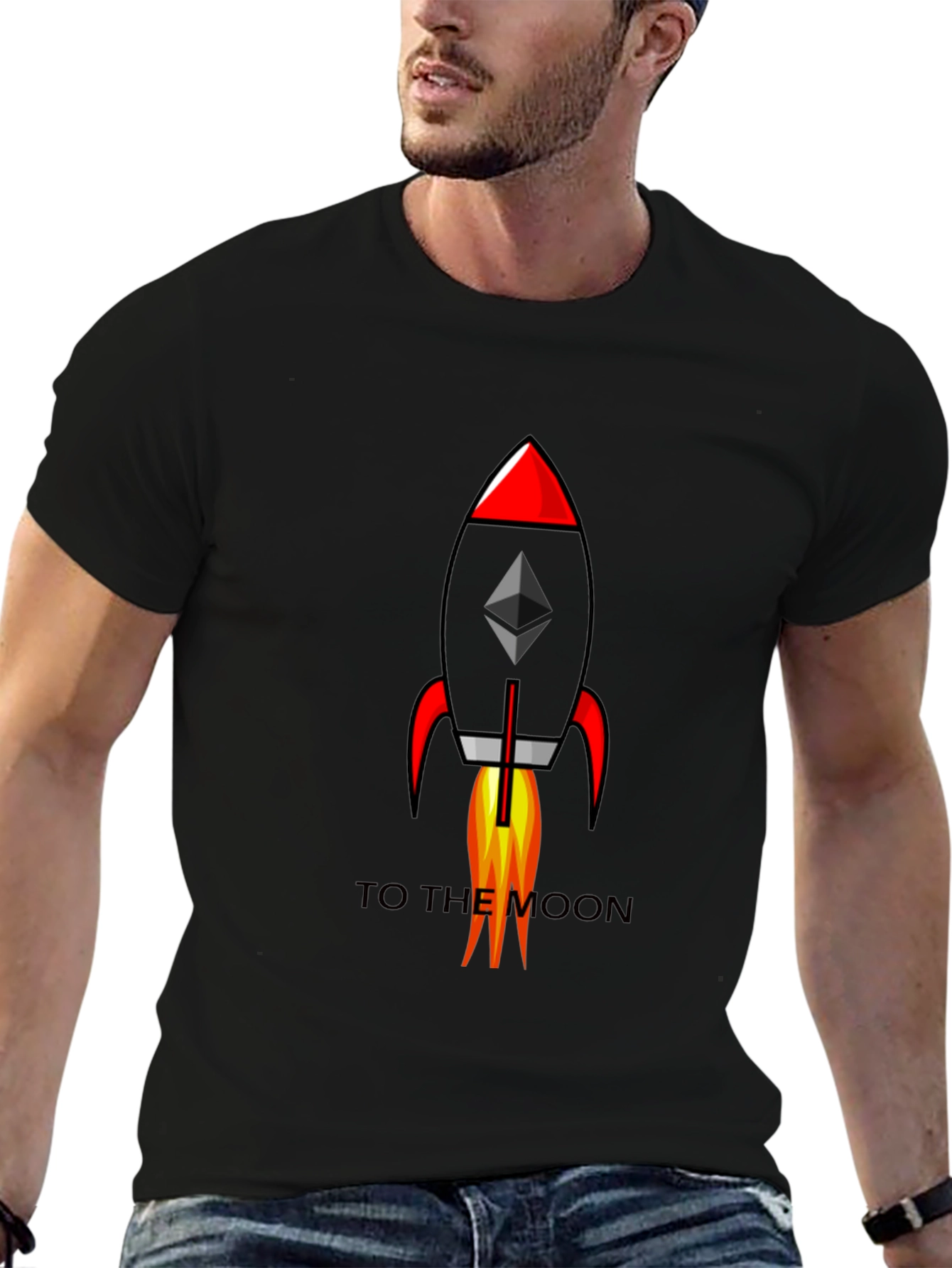 Ethereum Rocket to the Moon Black T-Shirt