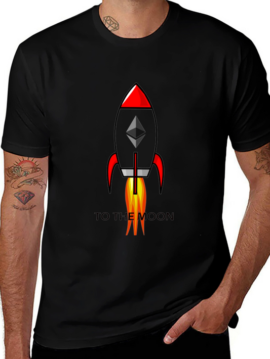 Ethereum Rocket to the Moon Black T-Shirt