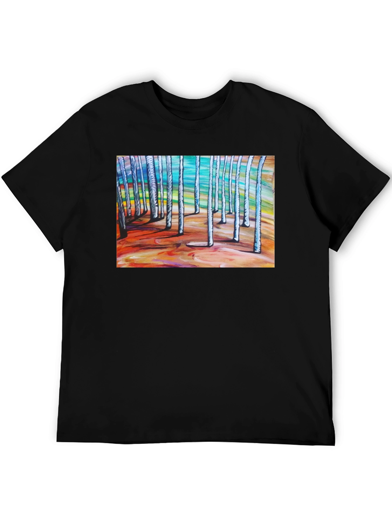 Abstract Forest Graphic Tee - Black Cotton T-Shirt