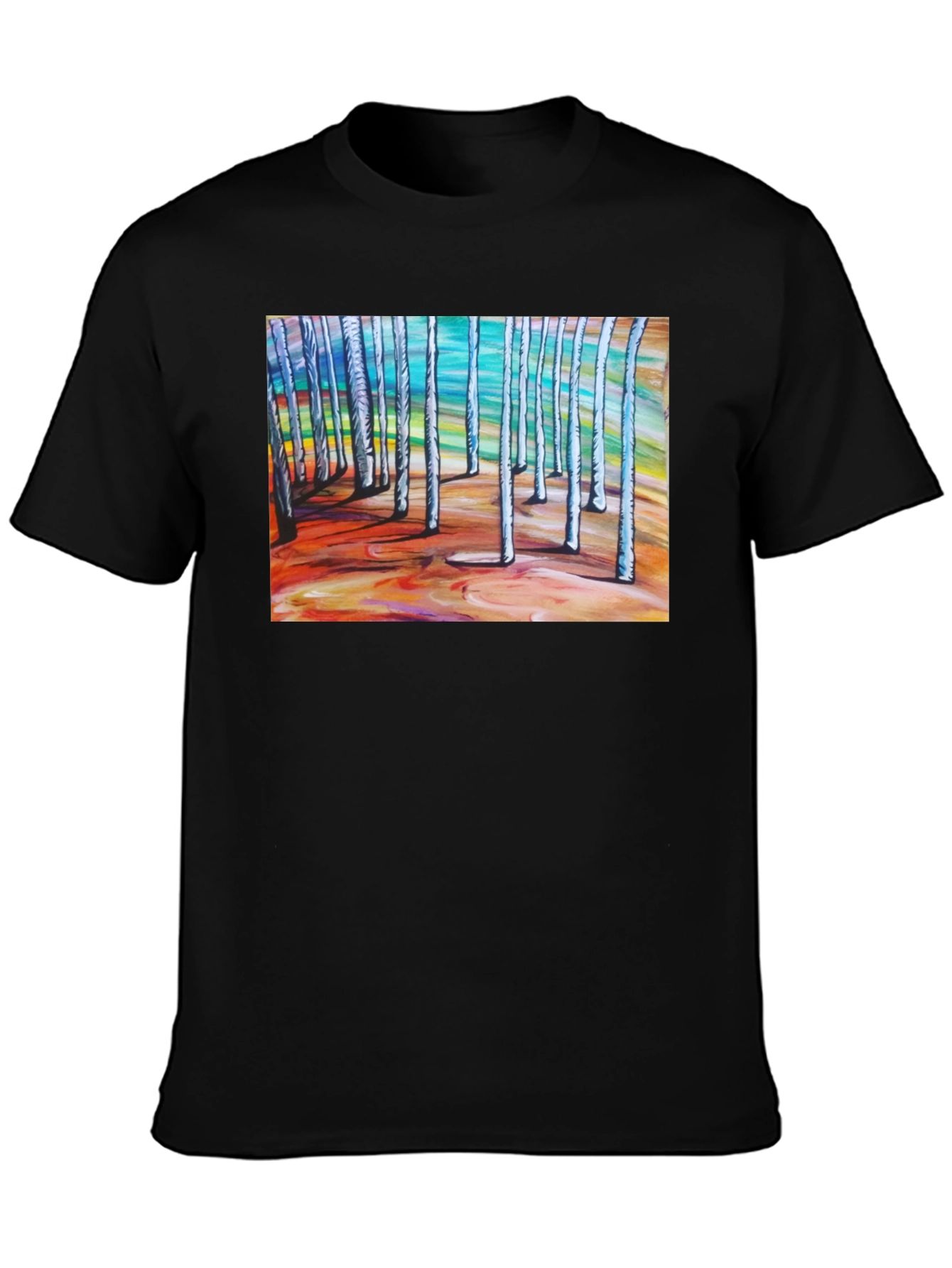 Abstract Forest Graphic Tee - Black Cotton T-Shirt