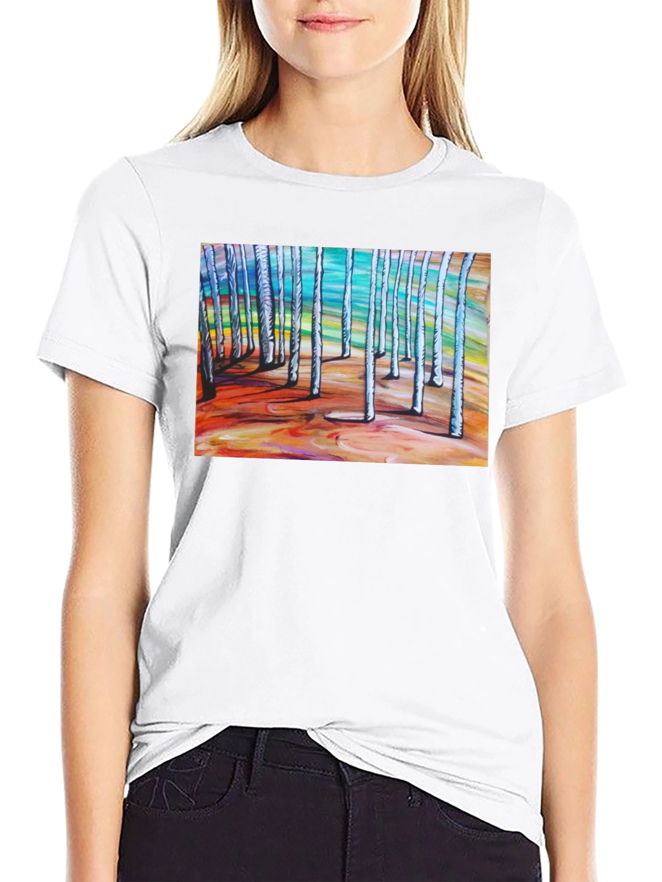 Abstract Forest Graphic Tee - Black Cotton T-Shirt
