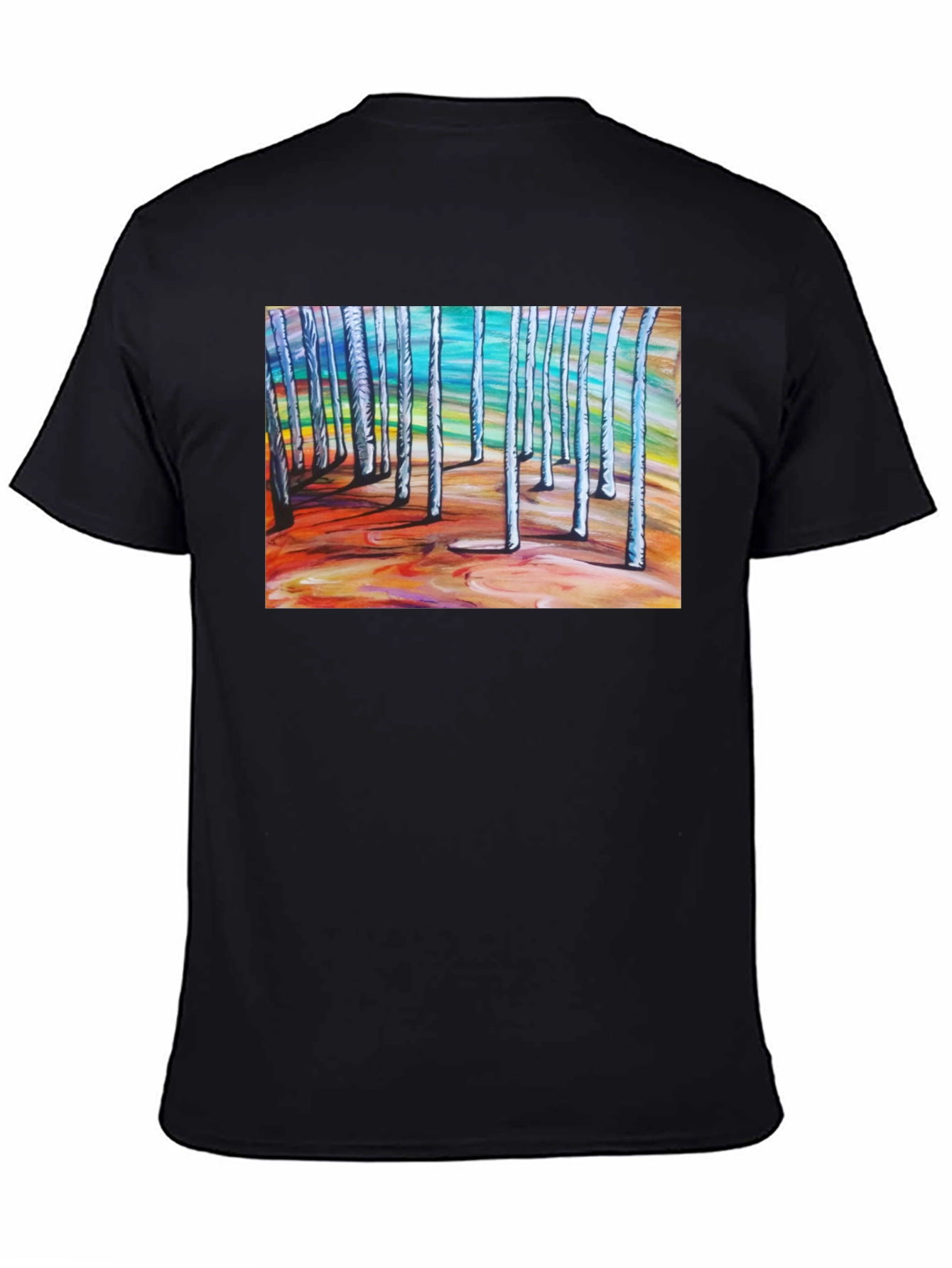 Abstract Forest Graphic Tee - Black Cotton T-Shirt