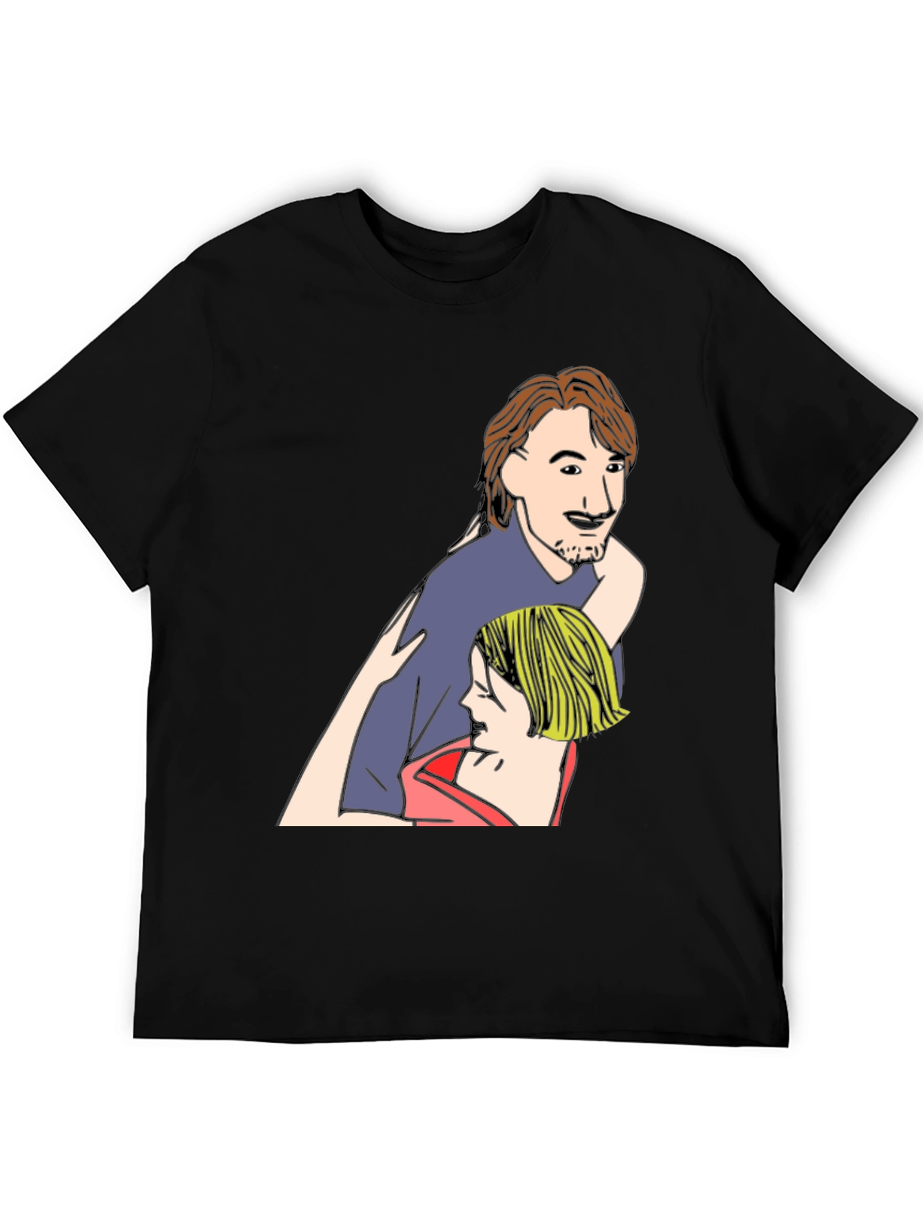 Cartoon Couple Black T-Shirt