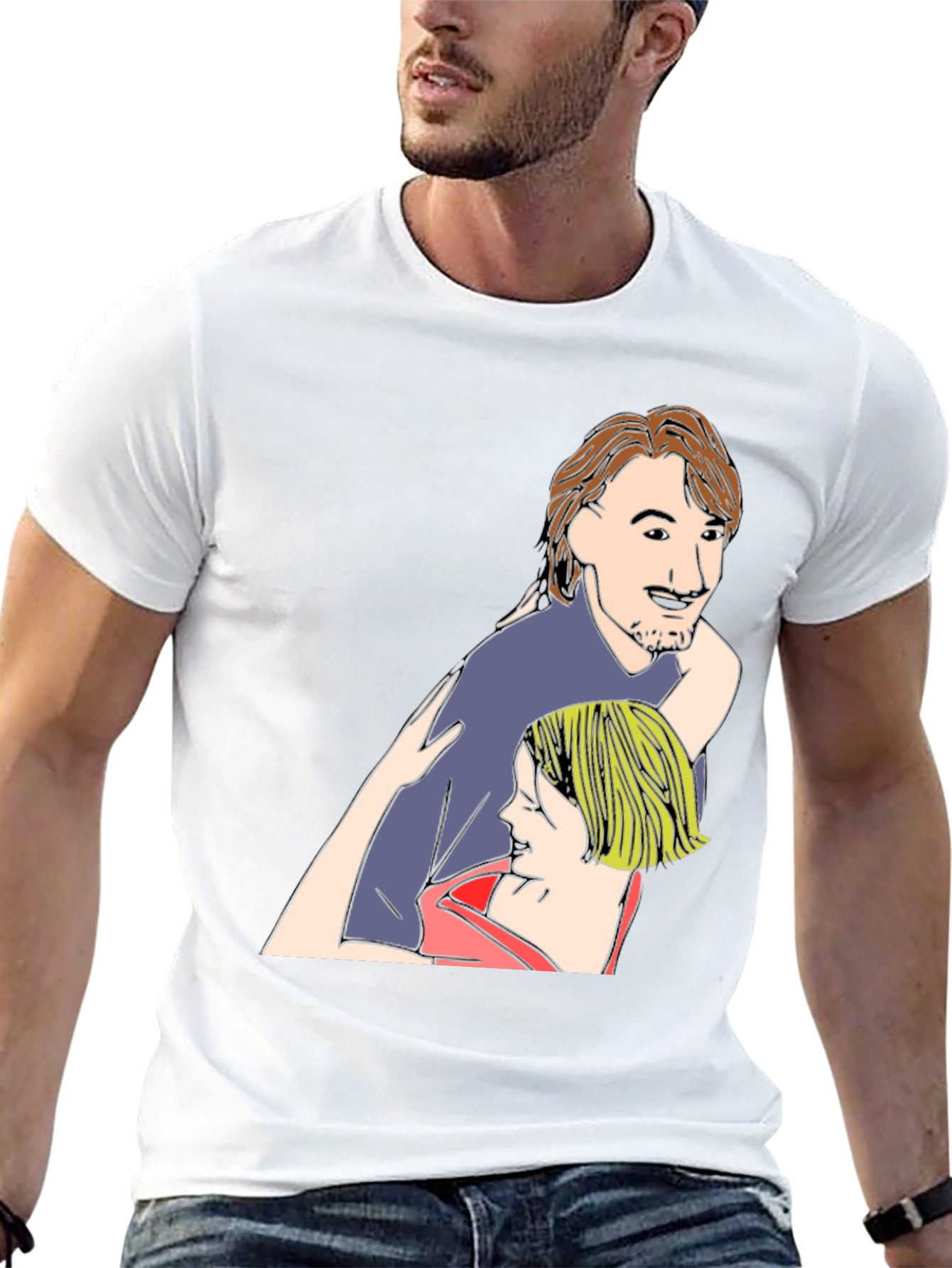 Cartoon Couple Black T-Shirt