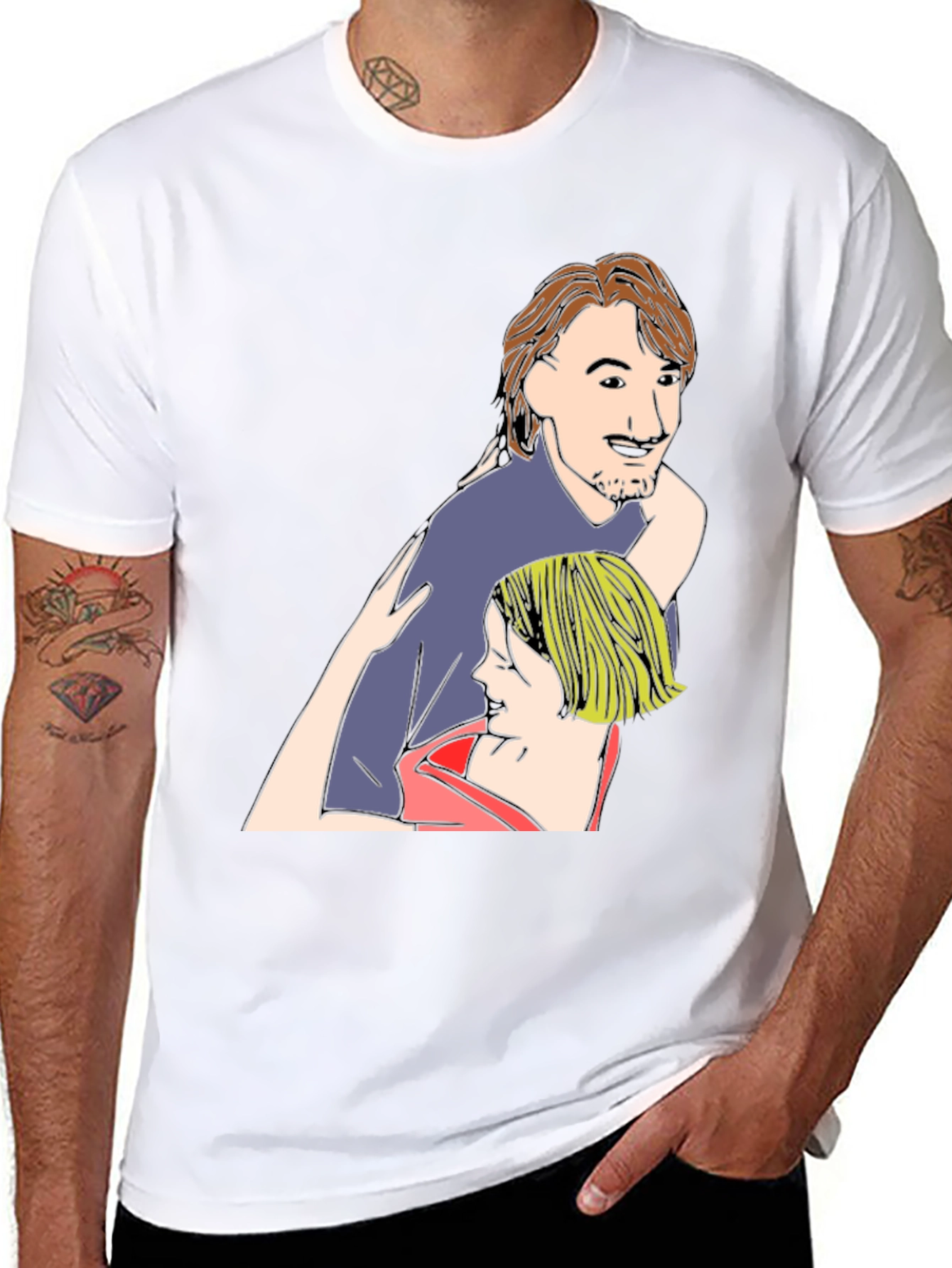 Cartoon Couple Black T-Shirt