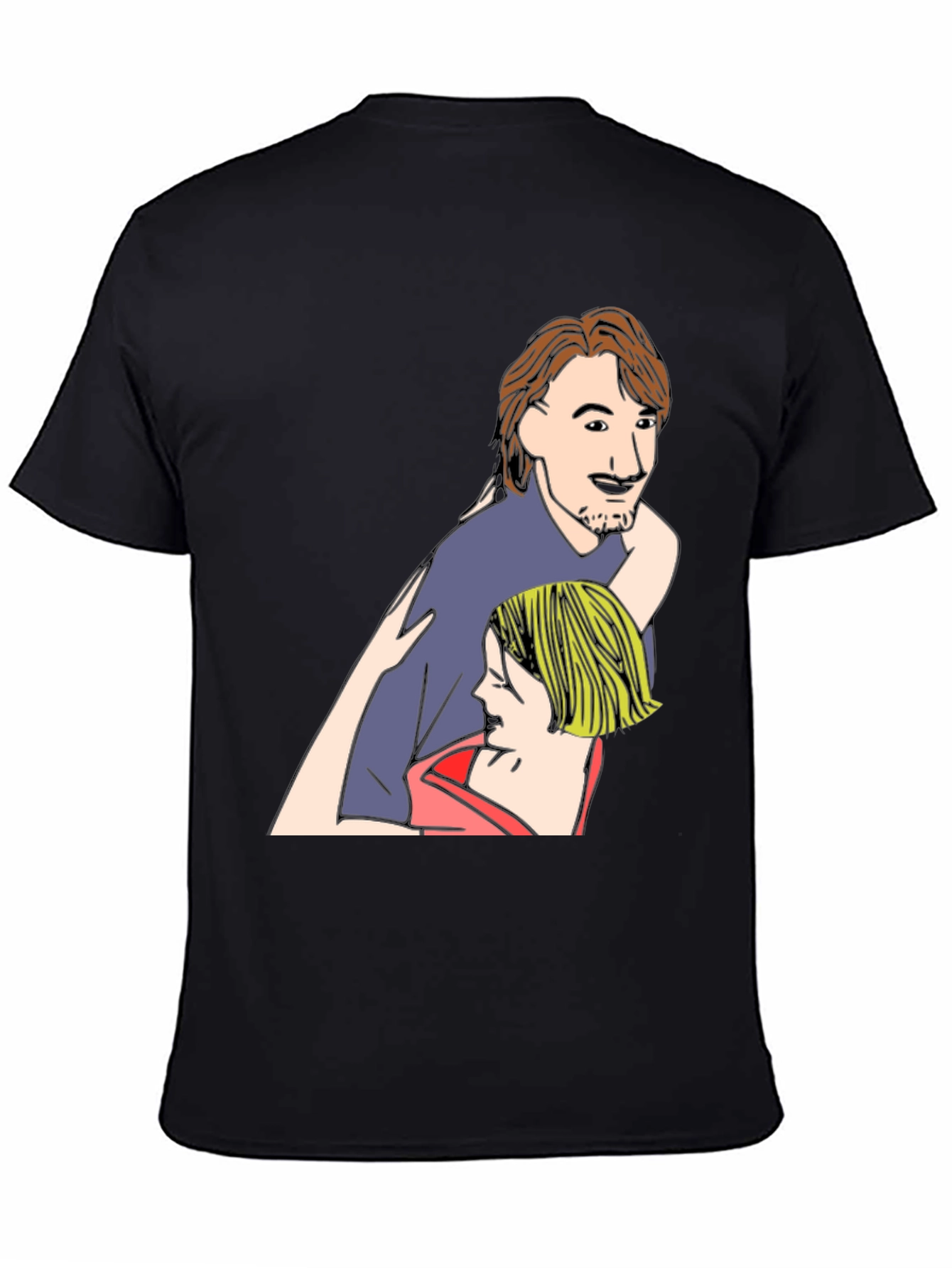 Cartoon Couple Black T-Shirt