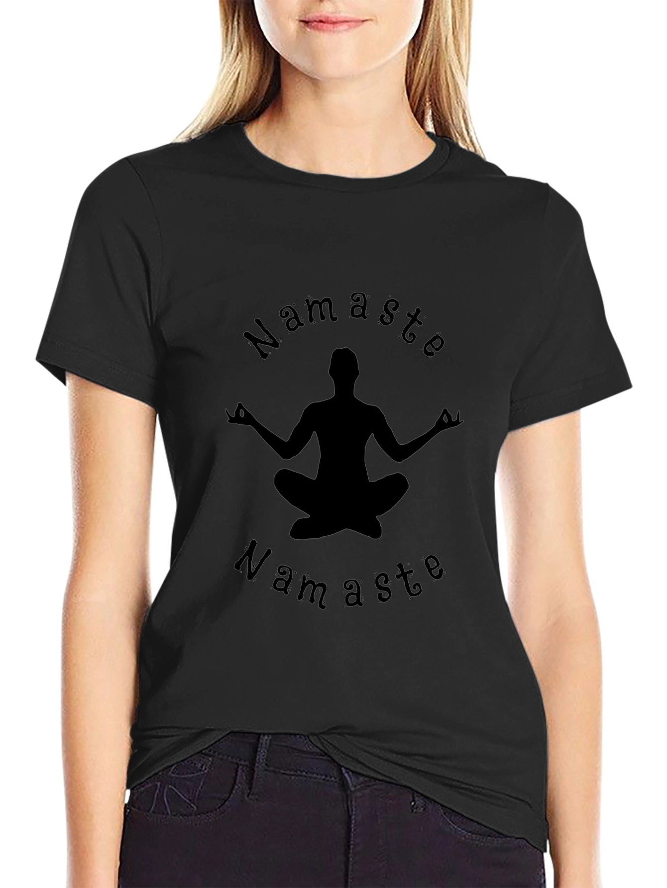 Namaste Yoga Meditation T-Shirt - Black Graphic Tee