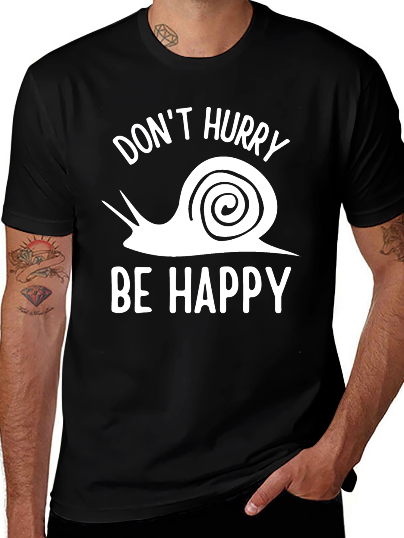 Dont Hurry Be Happy T-Shirt - Snail Graphic Tee