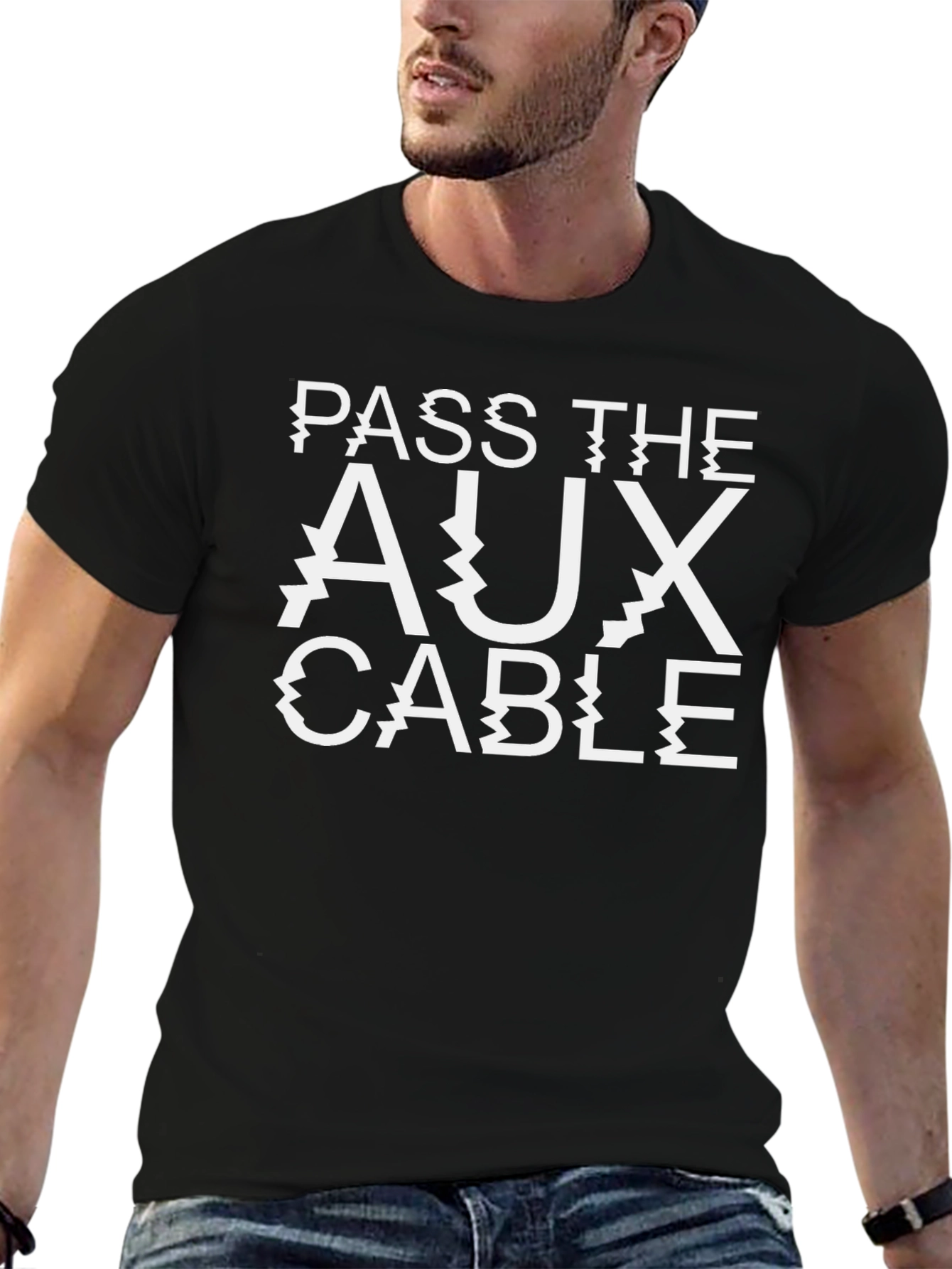 Pass The AUX Cable T-Shirt - Black
