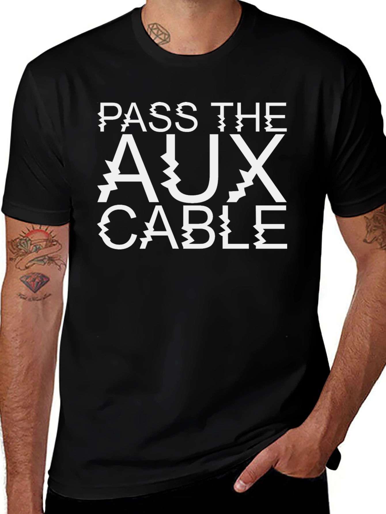 Pass The AUX Cable T-Shirt - Black