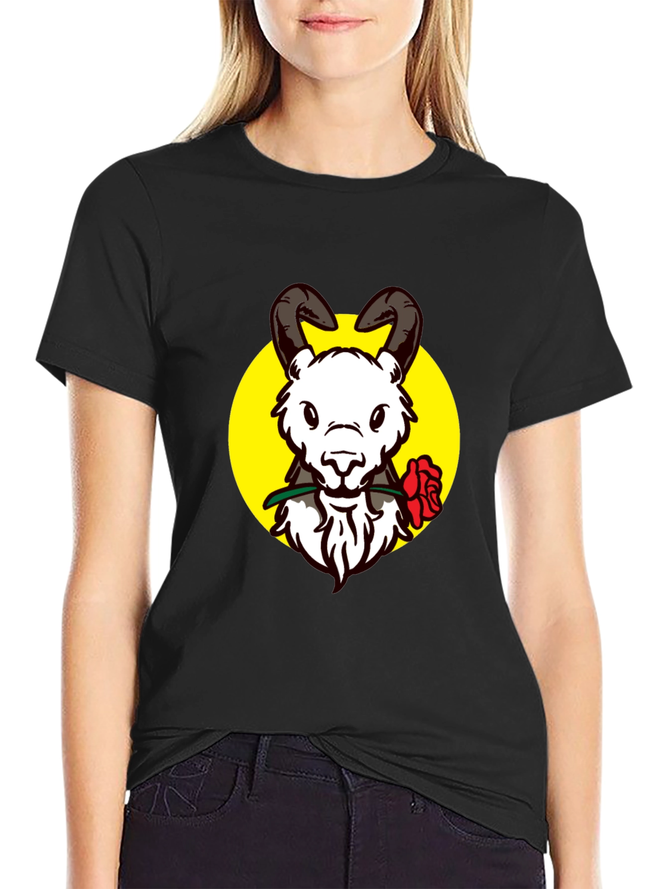 Ram Rose Graphic Tee - Stylish Black T-Shirt