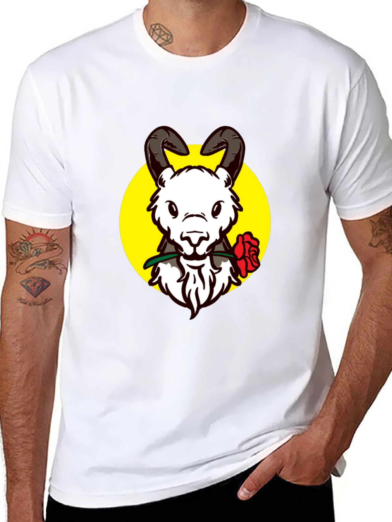 Ram Rose Graphic Tee - Stylish Black T-Shirt