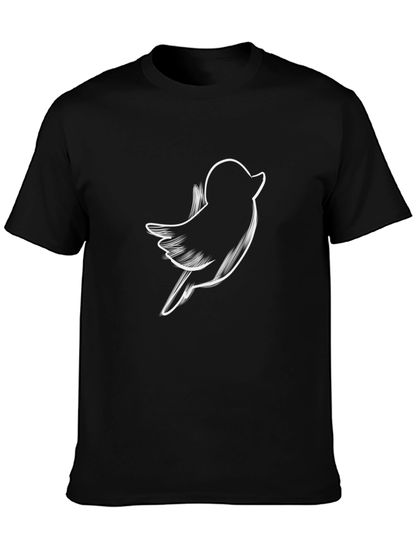 Bird Sketch Graphic Tee - Casual Black T-Shirt