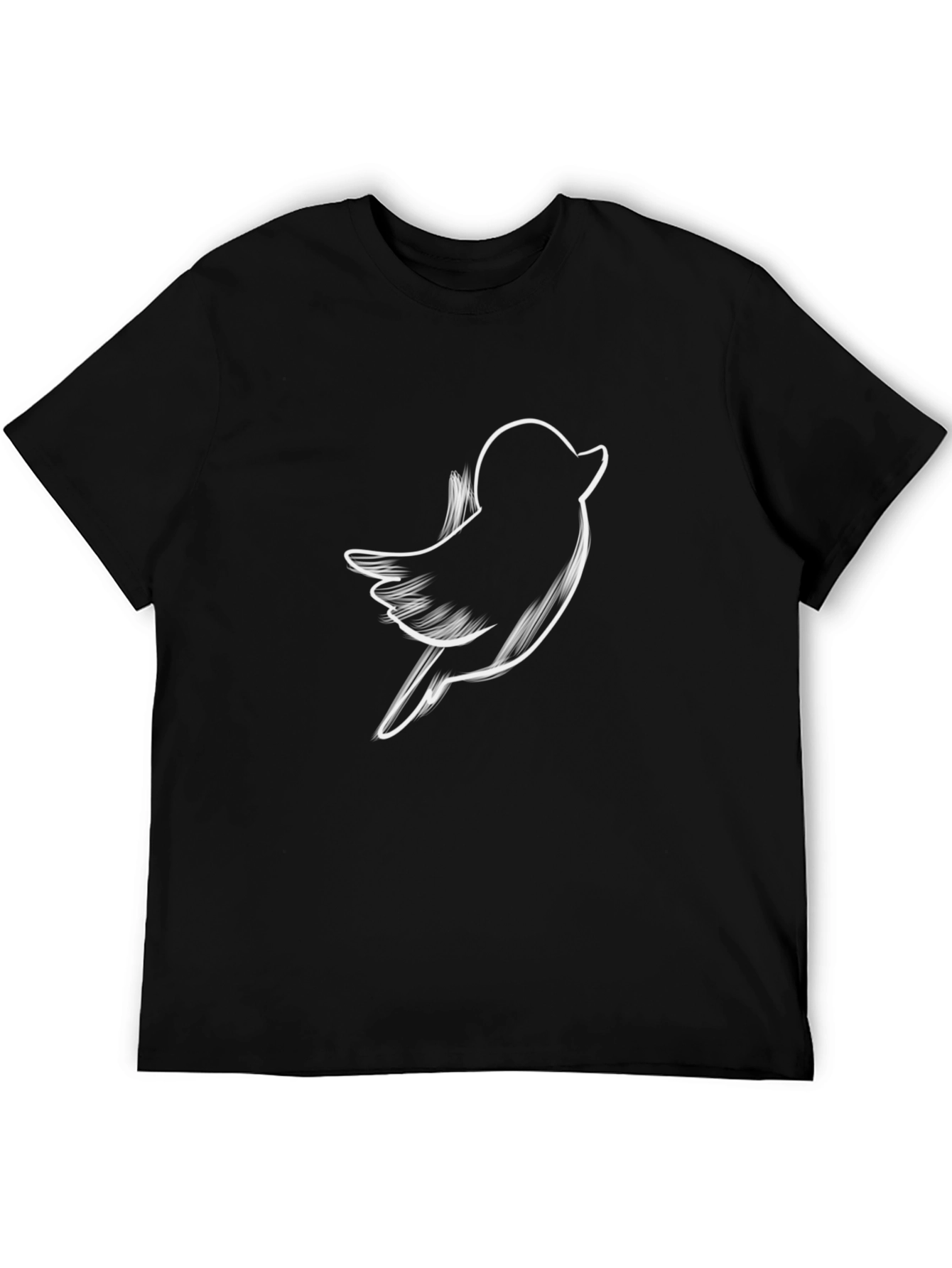 Bird Sketch Graphic Tee - Casual Black T-Shirt