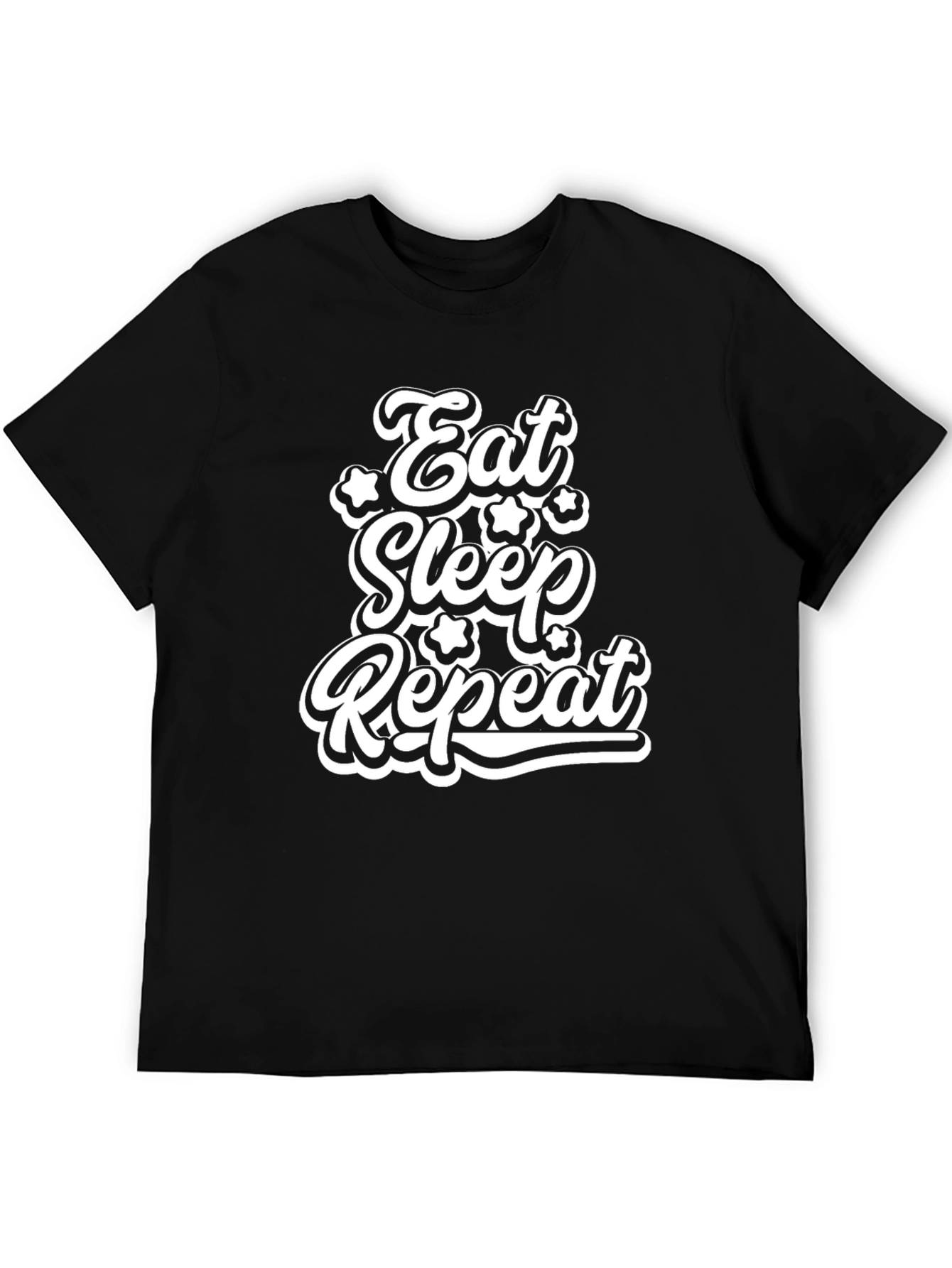 Eat Sleep Repeat Graphic Tee - Black Cotton T-Shirt