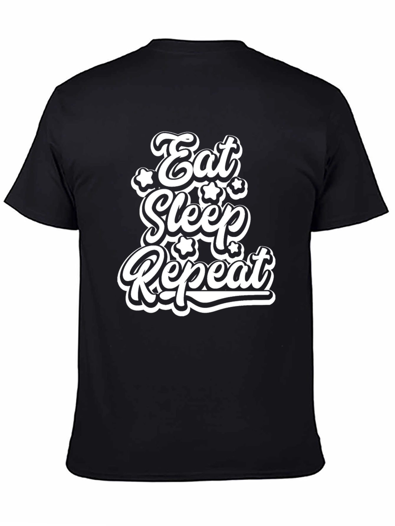 Eat Sleep Repeat Graphic Tee - Black Cotton T-Shirt