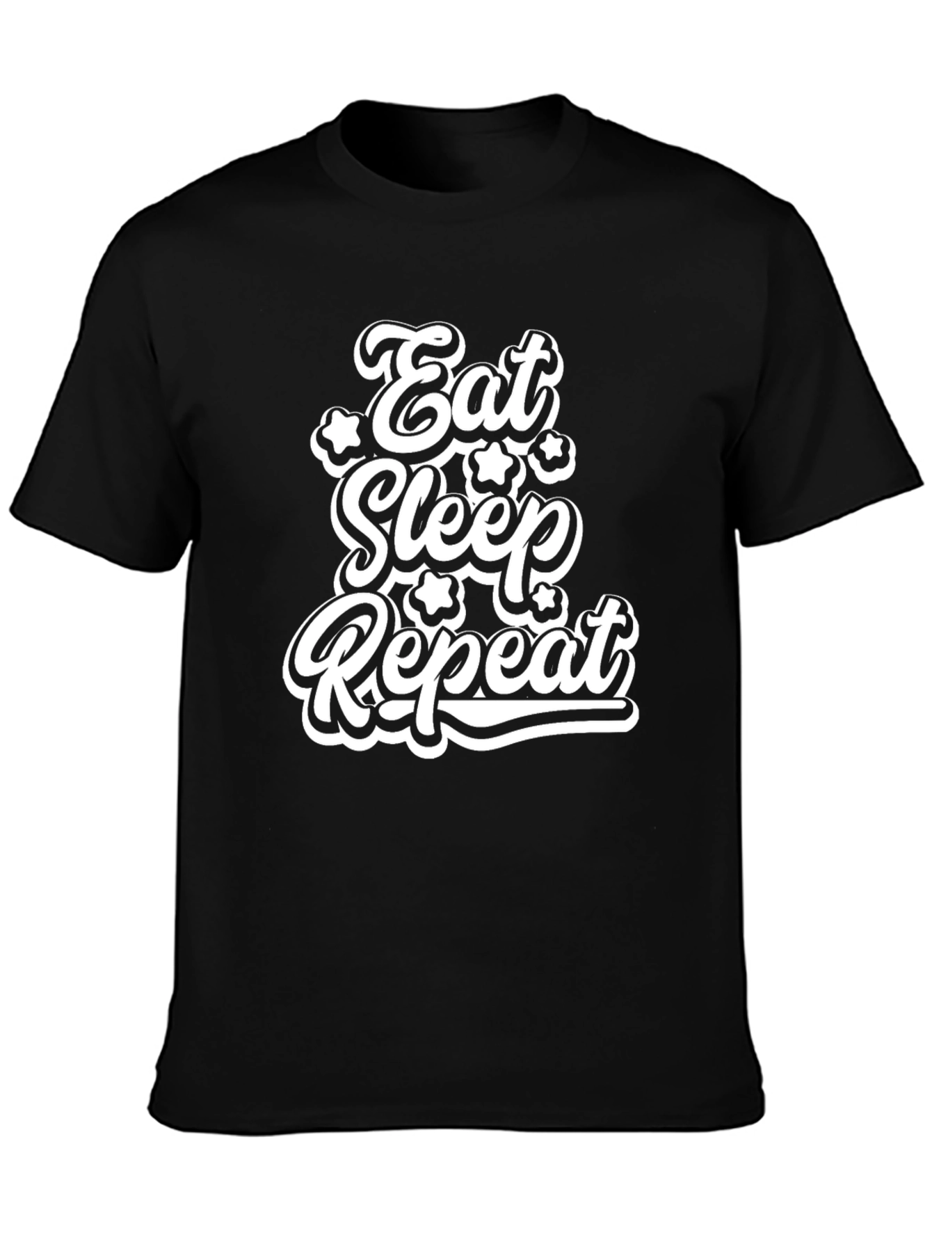 Eat Sleep Repeat Graphic Tee - Black Cotton T-Shirt