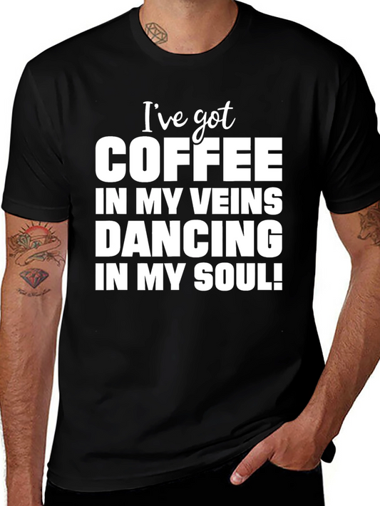 Coffee in My Veins T-Shirt - Black Funny Slogan Tee