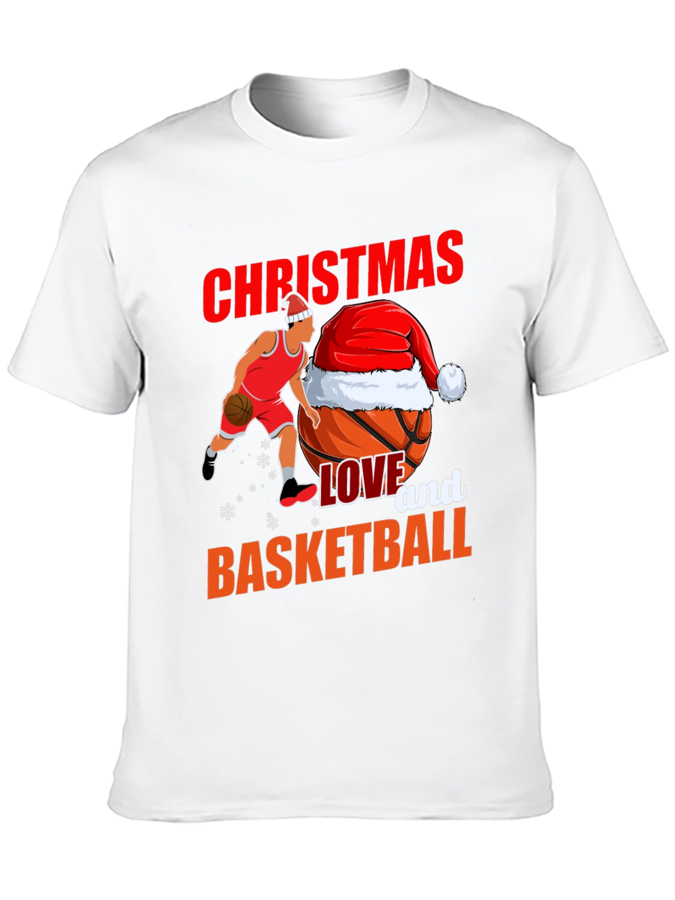 Christmas Basketball Graphic Tee - Holiday Sports T-Shirt