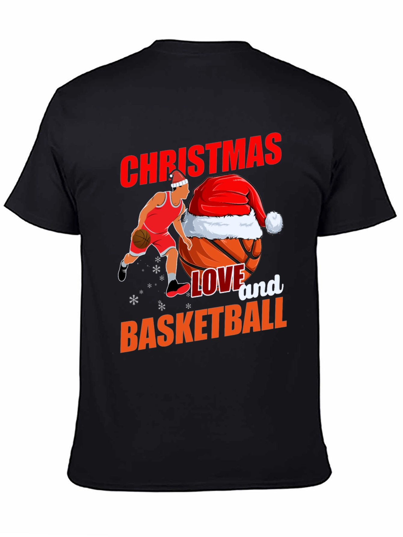 Christmas Basketball Graphic Tee - Holiday Sports T-Shirt