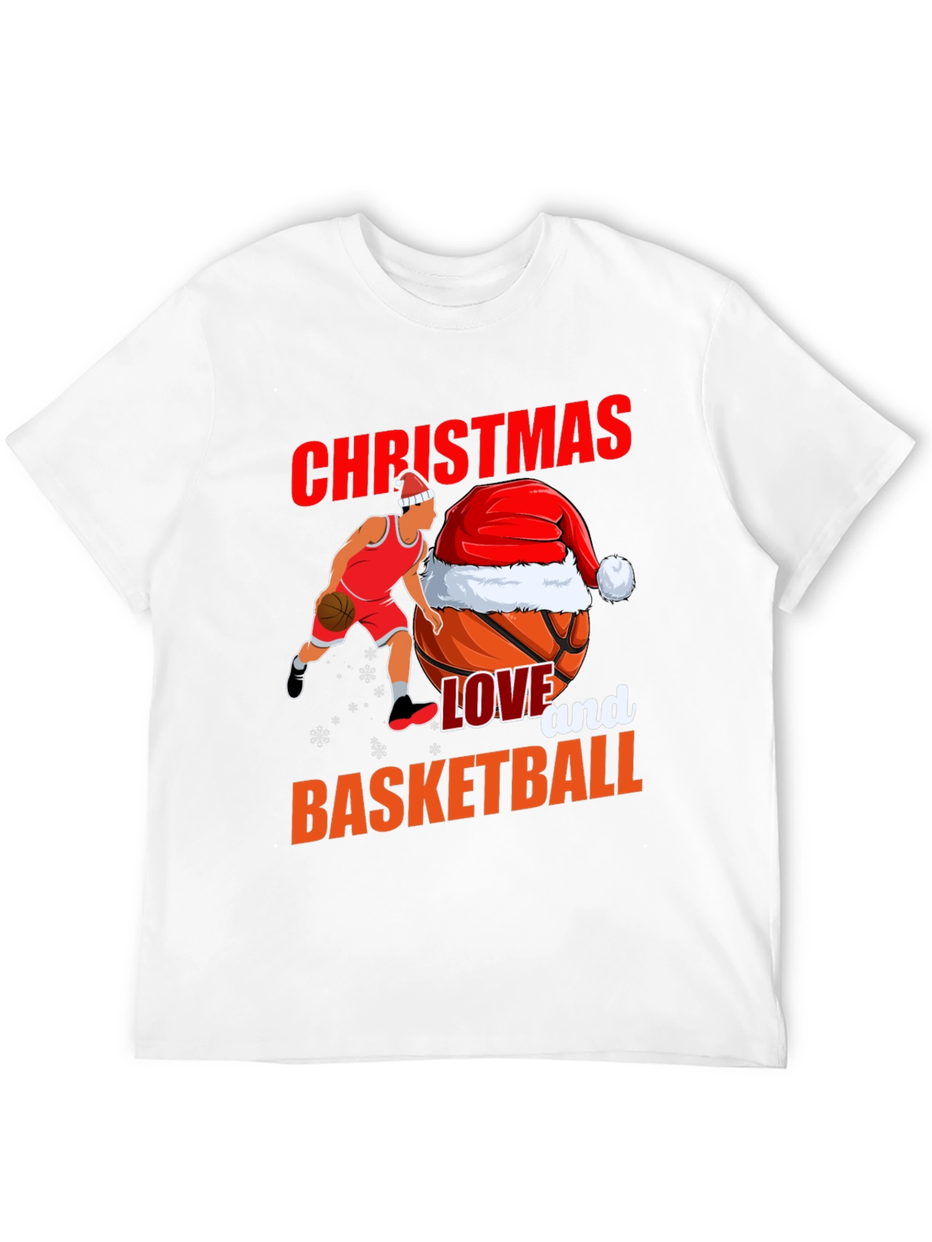 Christmas Basketball Graphic Tee - Holiday Sports T-Shirt