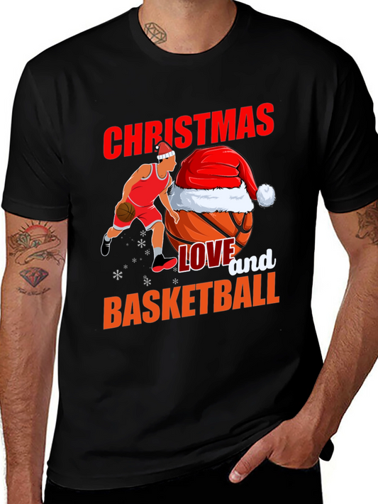 Christmas Basketball Graphic Tee - Holiday Sports T-Shirt