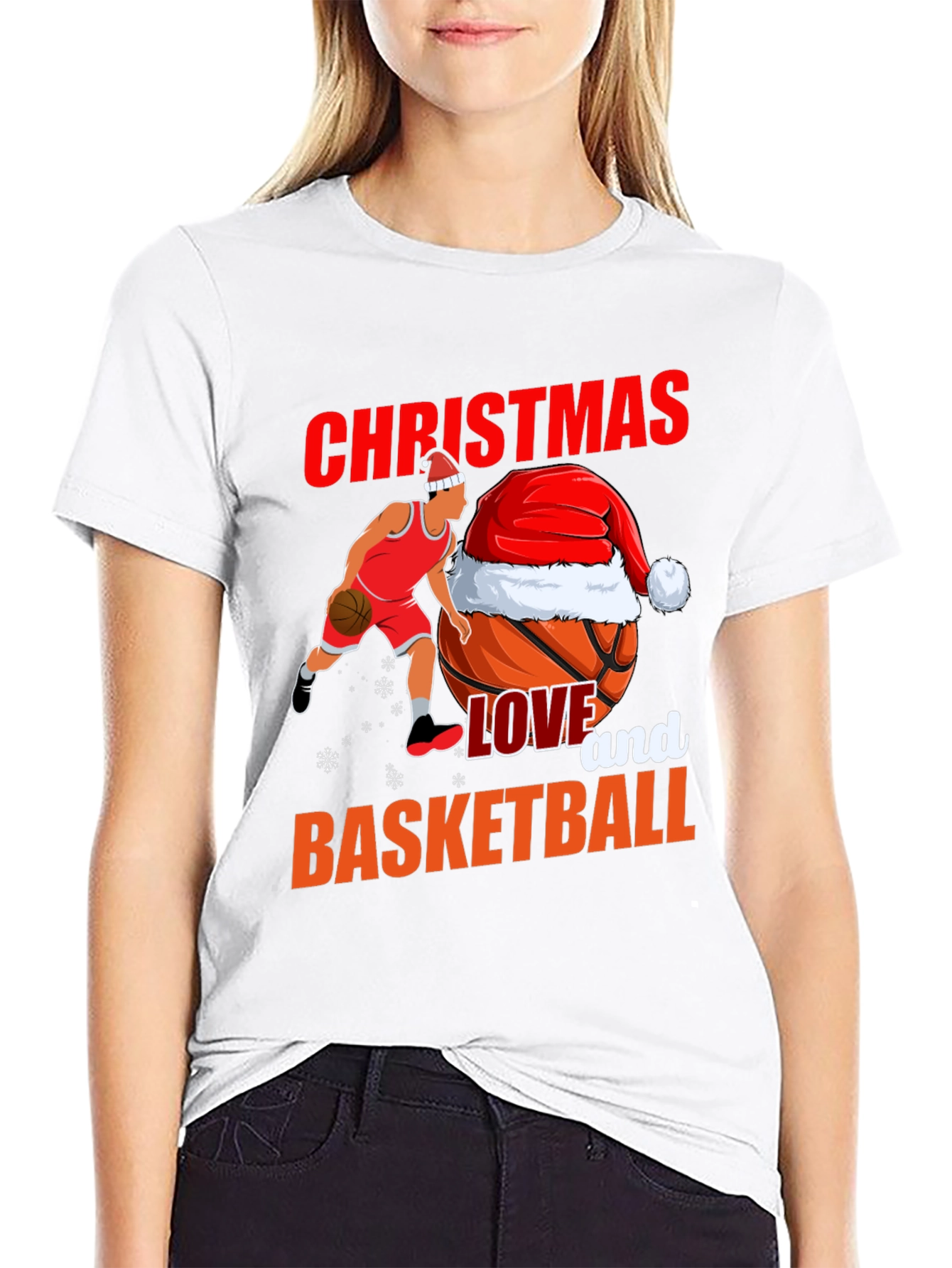 Christmas Basketball Graphic Tee - Holiday Sports T-Shirt