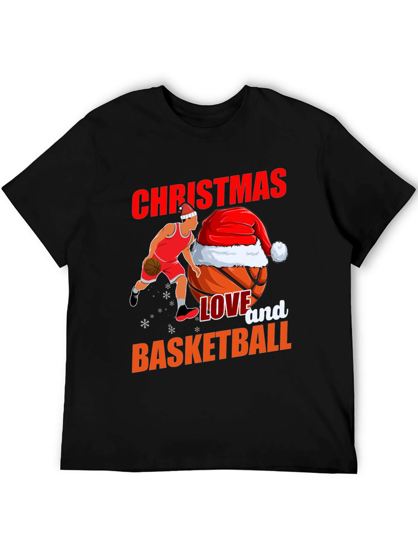Christmas Basketball Graphic Tee - Holiday Sports T-Shirt