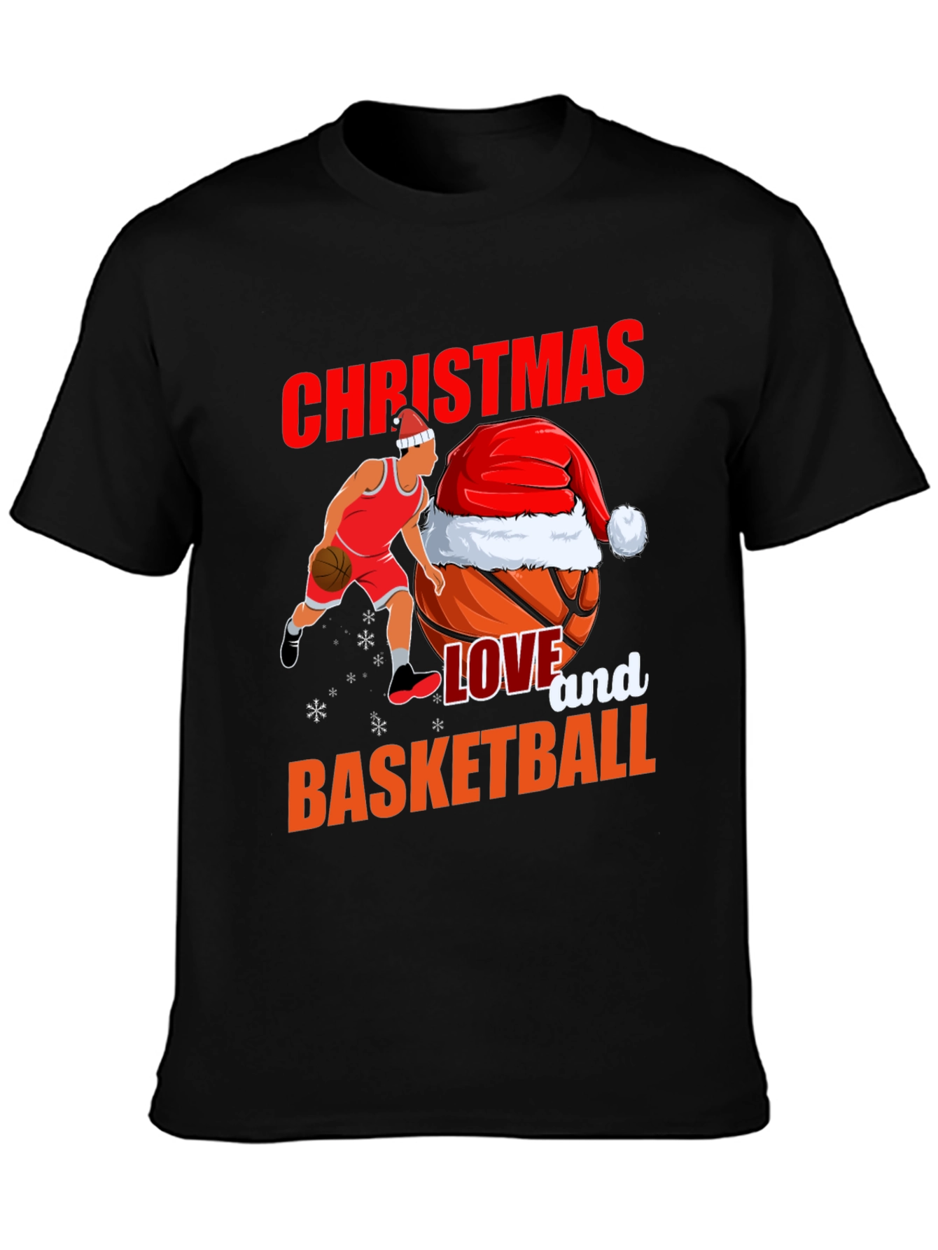 Christmas Basketball Graphic Tee - Holiday Sports T-Shirt