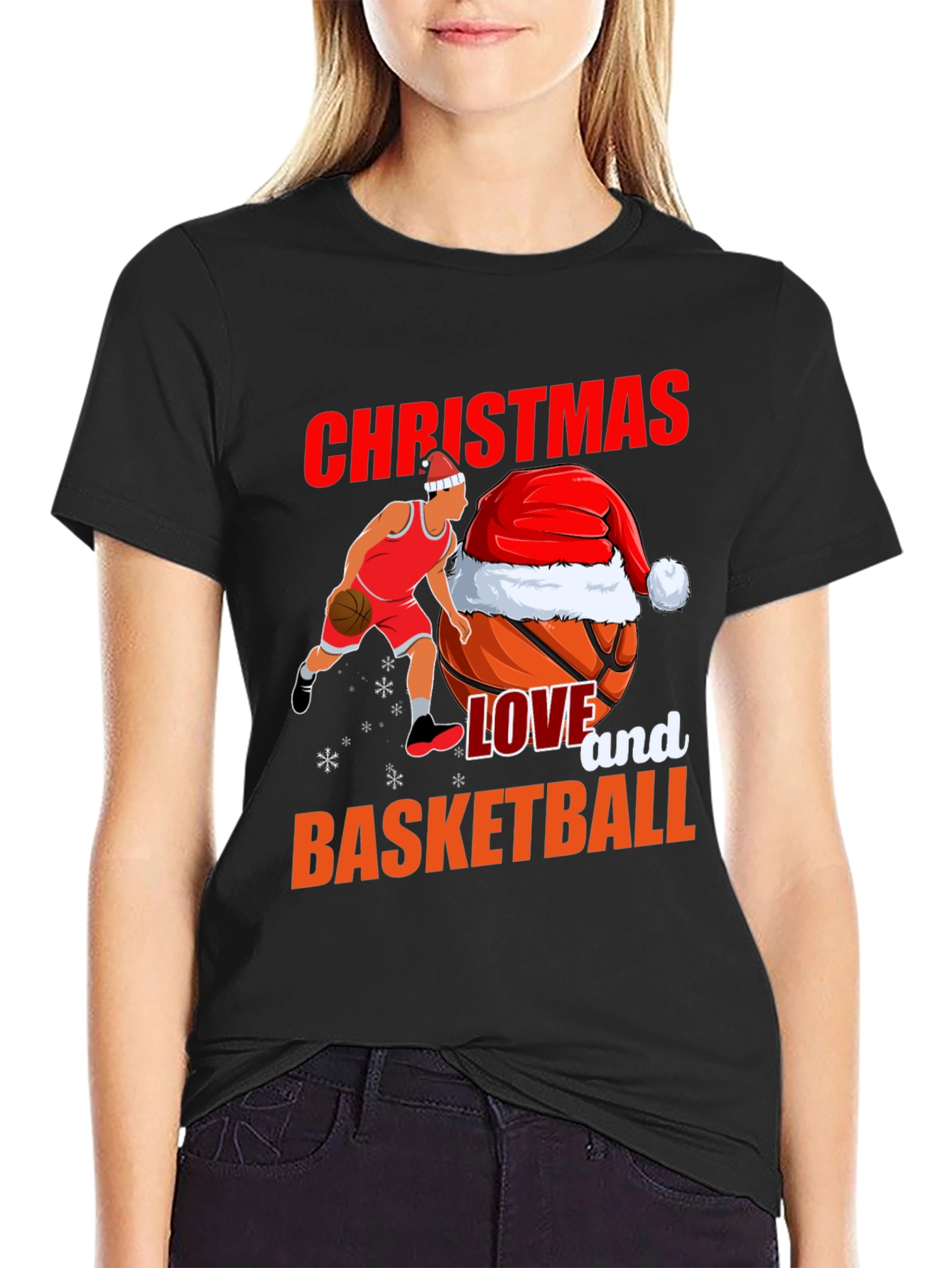 Christmas Basketball Graphic Tee - Holiday Sports T-Shirt