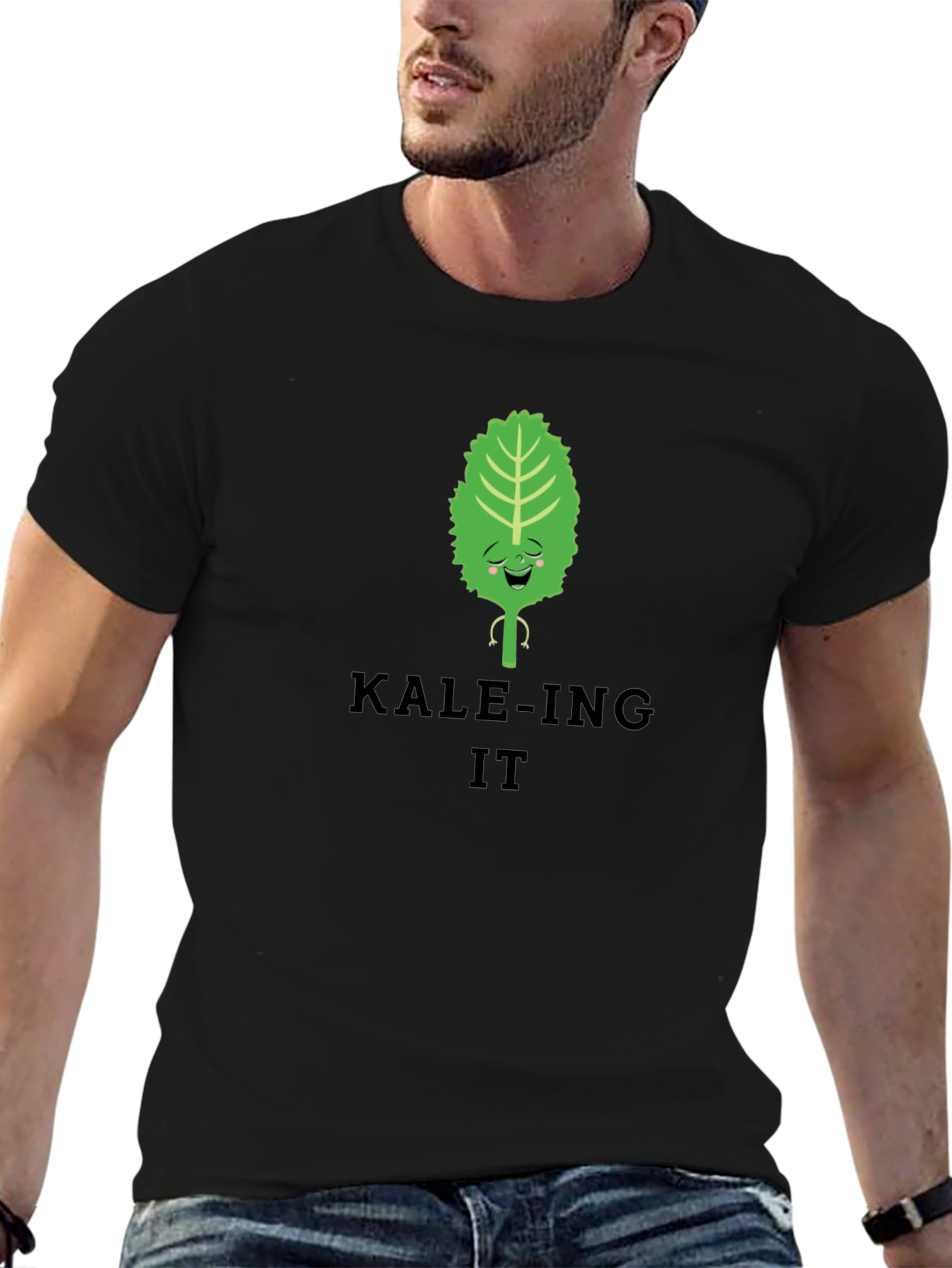 KALE-ING IT Black T-Shirt Funny Vegan Tee