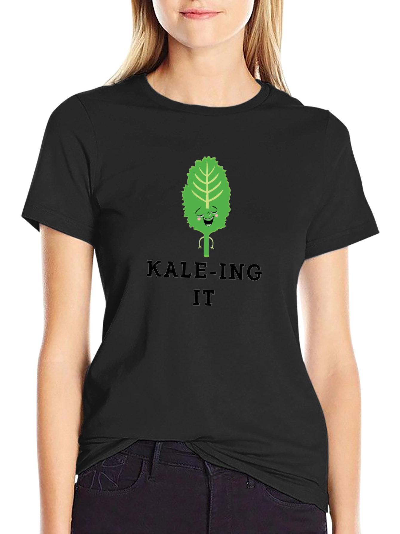 KALE-ING IT Black T-Shirt Funny Vegan Tee