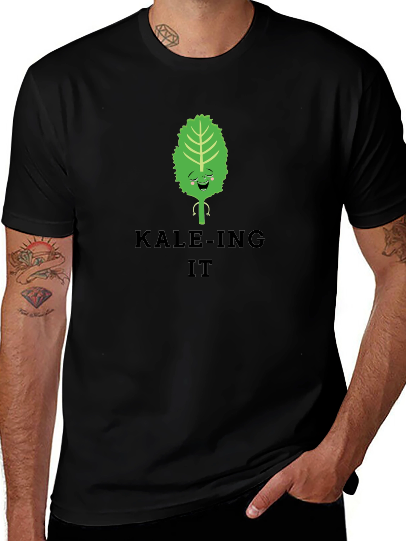 KALE-ING IT Black T-Shirt Funny Vegan Tee